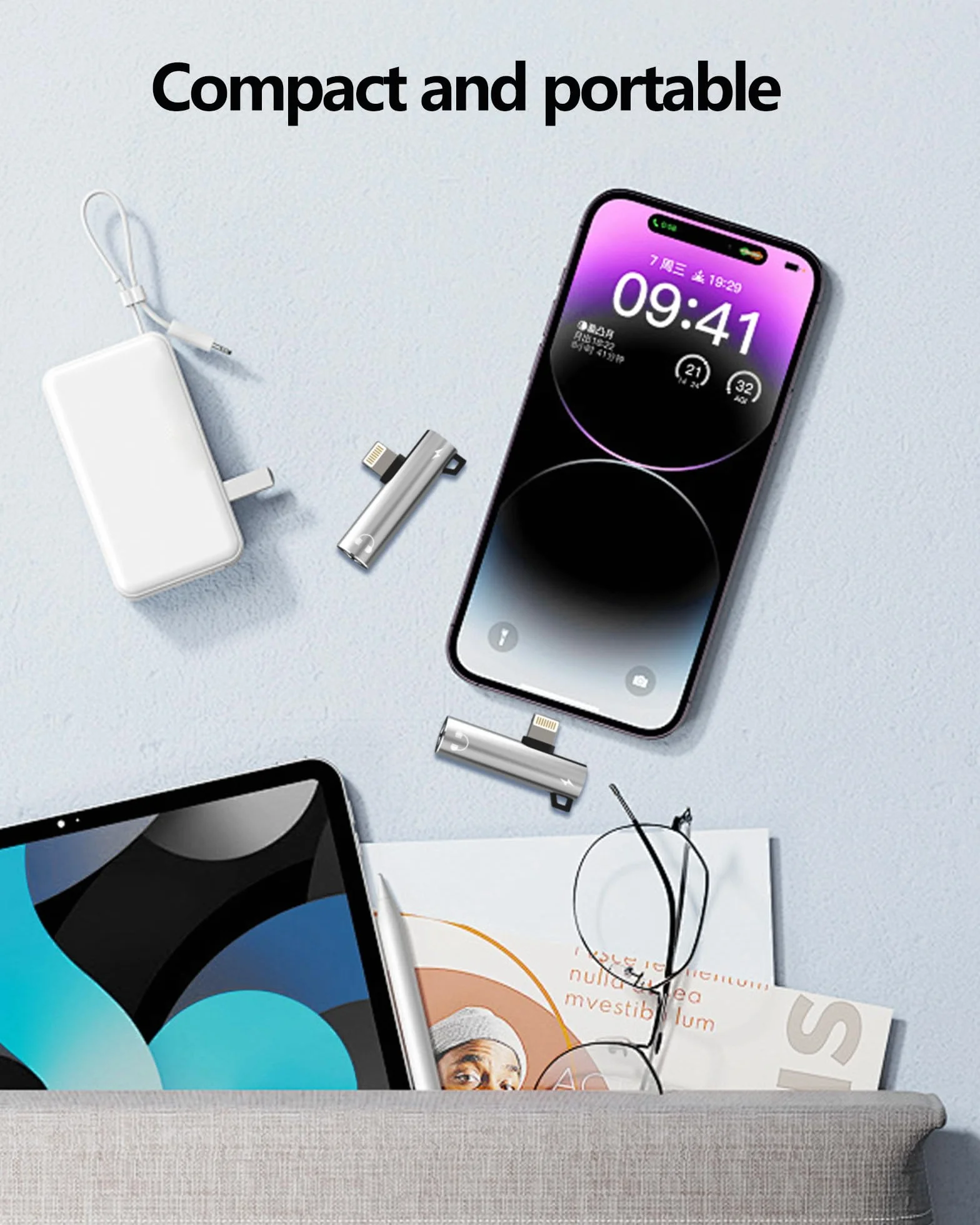Adapter Lightning na 3,5 mm jack 2 w 1 do iPhone 14/13 Pro Max Apple MFi