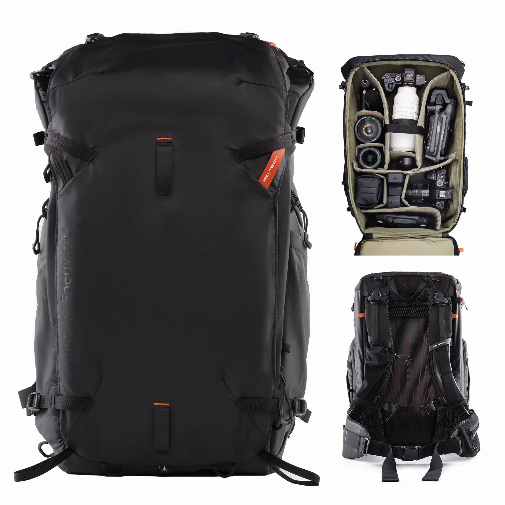 PGYTECH OnePro Focux plecak wodoszczelny, 25-35 l, do lustrzanek cyfrowych / lustrzanek / obiektywów bez lusterek, statywu, ochrona przed deszczem, plecak fotograficzny do wędrówek, z kieszenią na