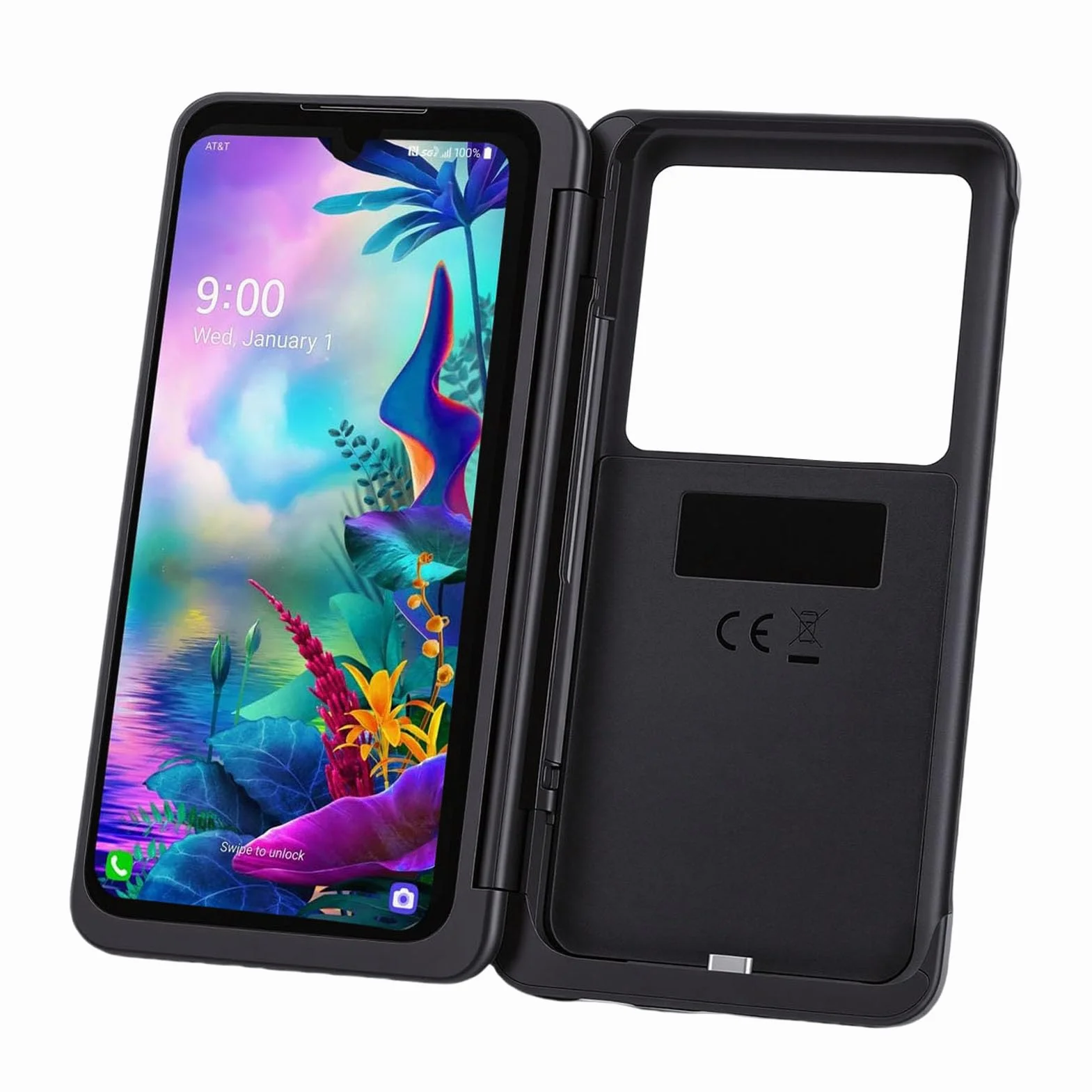 Jiawu Etui na Telefon z Dwoma Ekranami, Dodatkowy Wyświetlacz FHD 6,4 Cala Adapter Magnetyczny Typu C Podwójne Etui na Ekran, Zdejmowany Przedłużony Ekran z Zawiasem 360° do Modeli G8X LMG850
