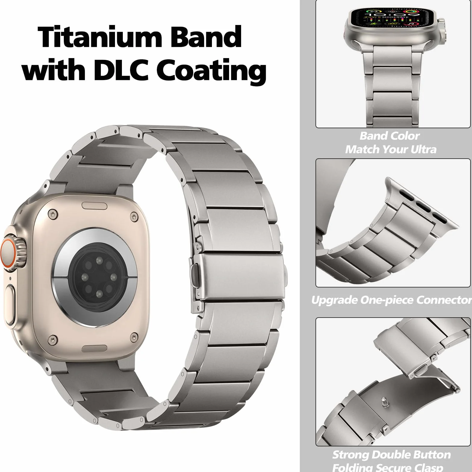 HITZEE Titanium Ultra Band kompatybilny z Apple Watch Band 49/46 (S11/10)/45/44/42, lekki tytanowy pasek ze składanym zapięciem dla mężczyzn do iWatch Ultra 3/2/1 SE 3-1 Series 11 10 9 8 7 6 5 4 3 2 1