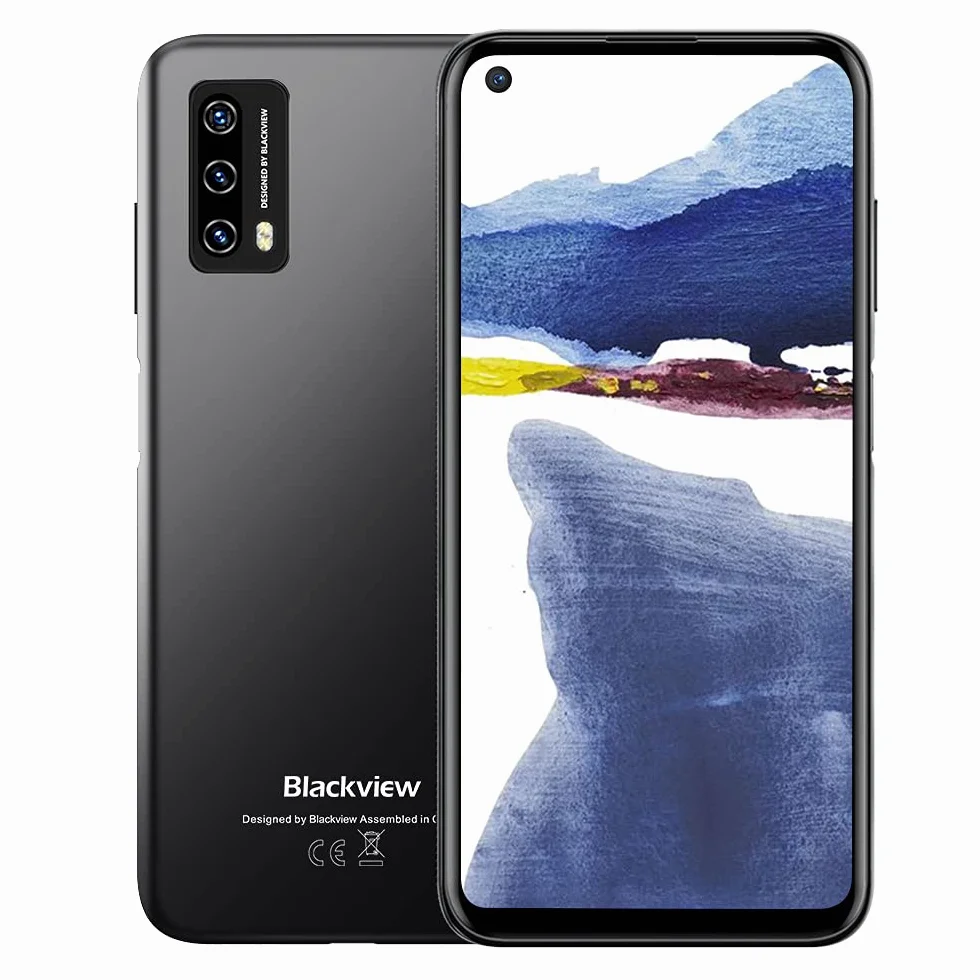 Blackview A90 Android 11 smartfon, Helio P60 Octa-Core, 4GB RAM 128GB Możliwość rozbudowy, 6.39-calowy wyświetlacz w komórce, 12MP + 8MP AI kamera tylna, bateria 4280mAh, NFC, 4G LTE Dual SIM - czarny