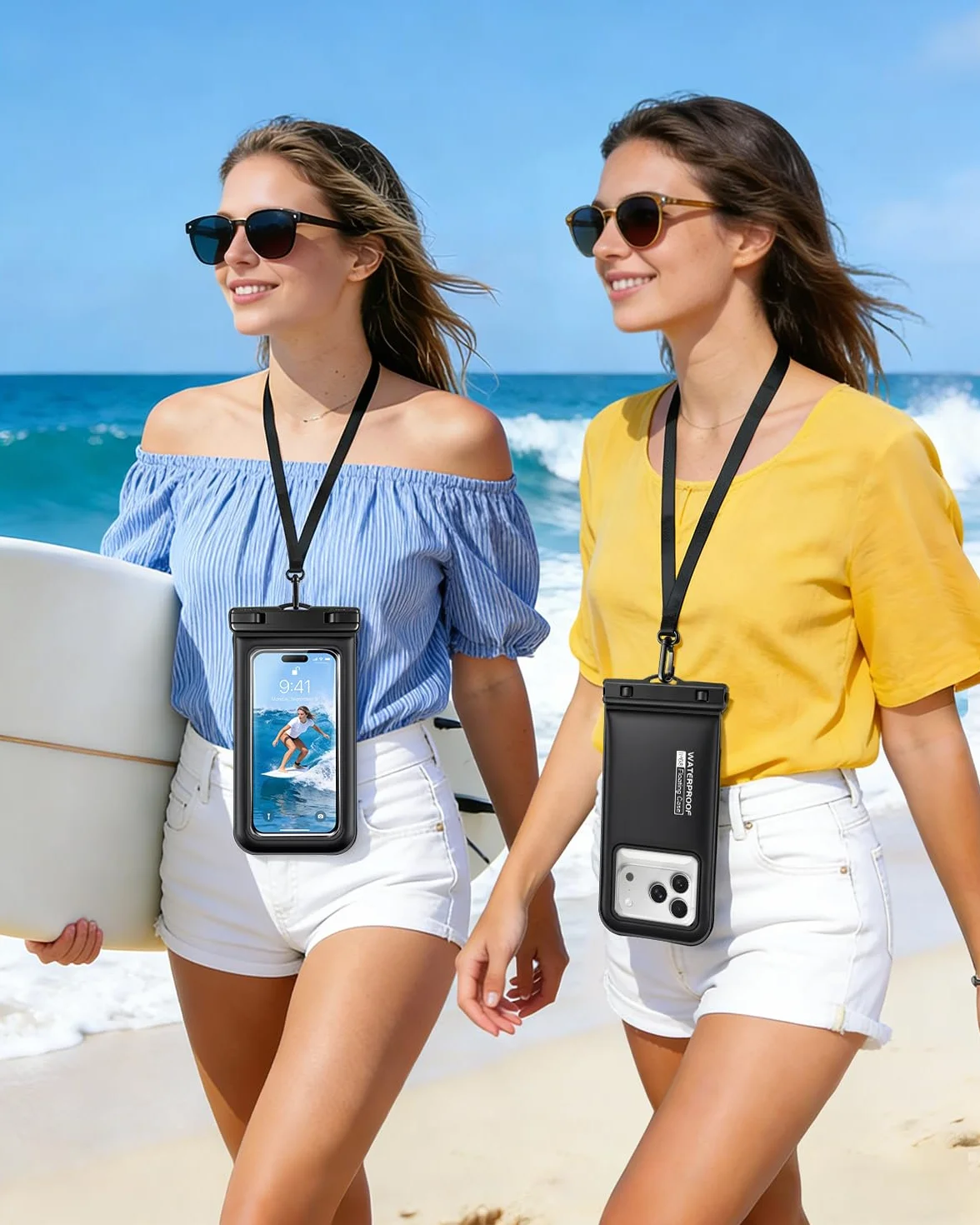 Pływające wodoodporne etui na telefon 2 sztuki, wodoodporne etui na telefon IP68 ze smyczą do telefonów do 17 cali, dla iPhone 17 16 Pro Max, torba na telefon komórkowy na plażę, basen, kajak, rejs