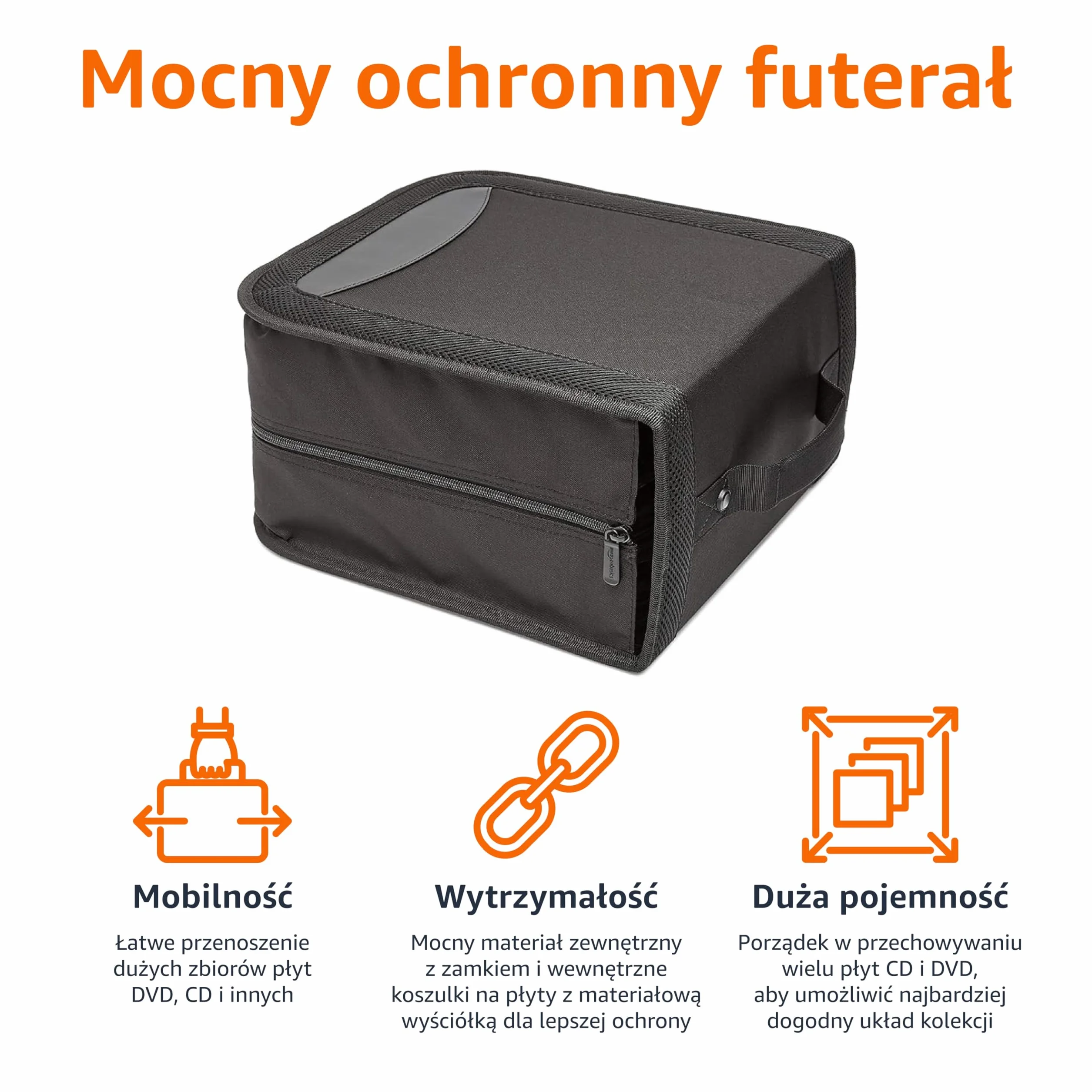 Amazon Basics Etui na płyty CD/DVD, pojemność 400 płyt, poliester, czarne
