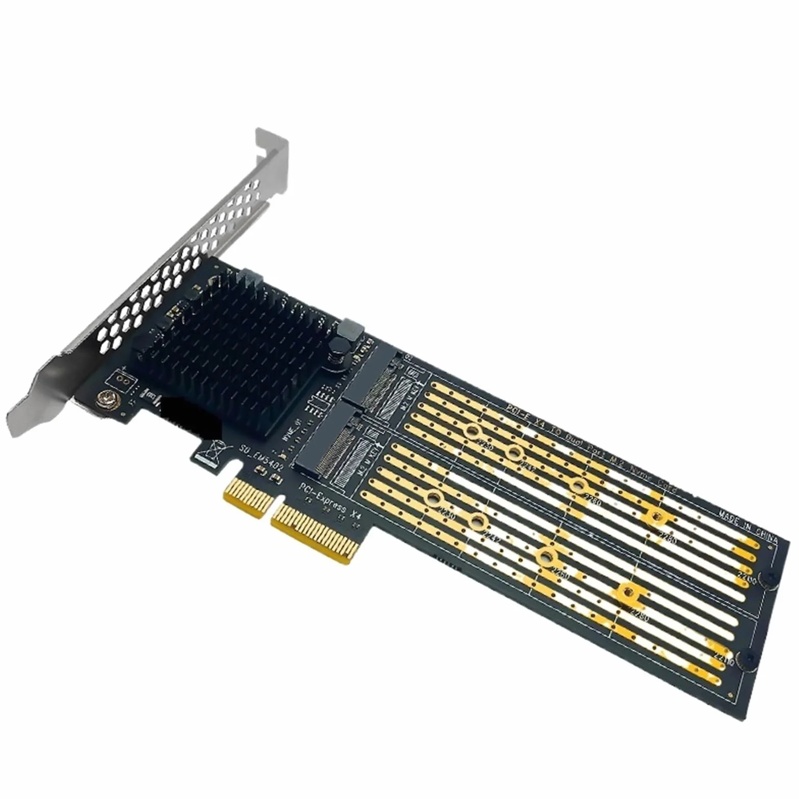 Bezdzielony 2-portowy adapter M2 NVME PCIE do NVMe SSD, klucz M do karty rozszerzeń PCI Express X4 z uchwytem niskoprofilowym (2)