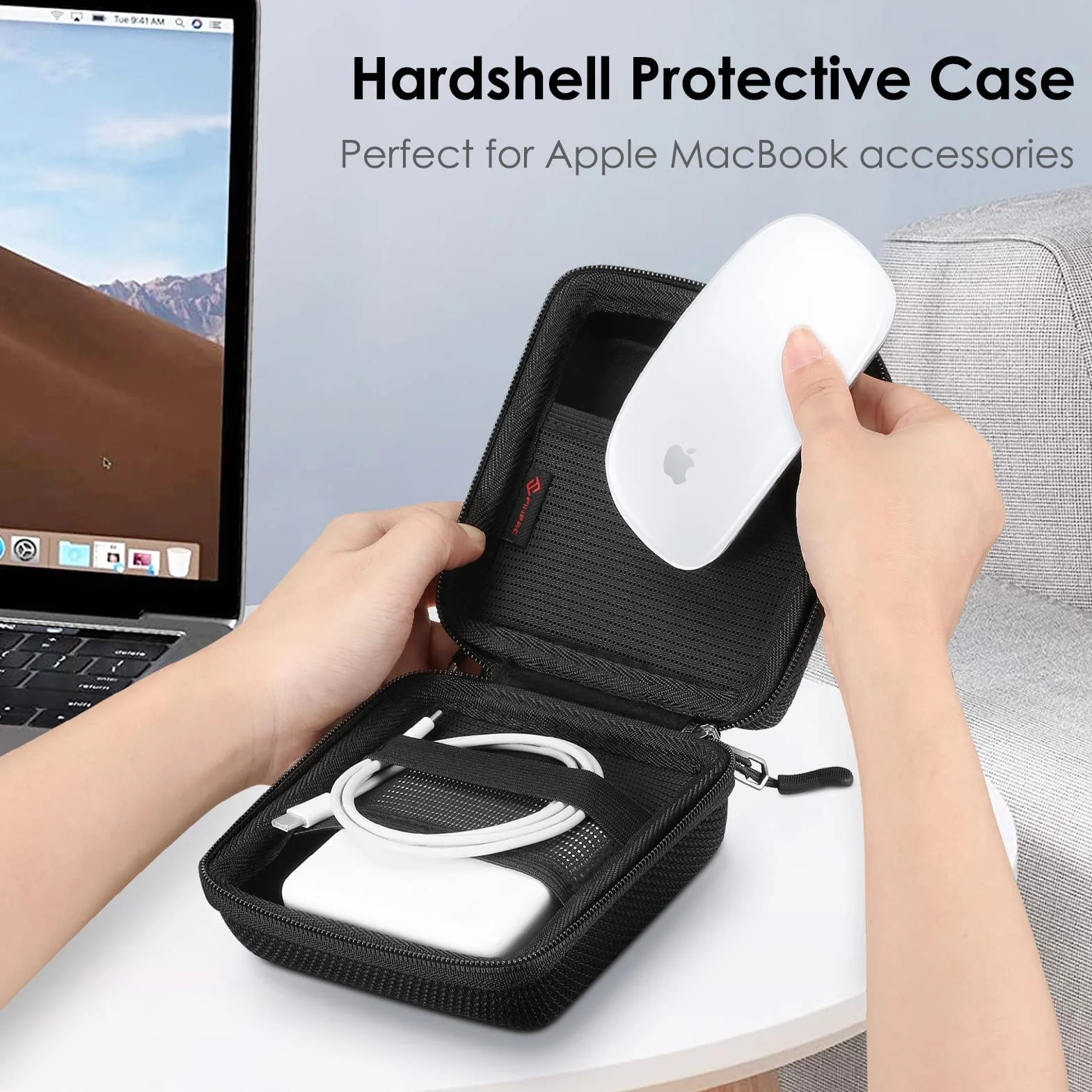 FINPAC Twarde etui na ładowarkę MacBook, torba organizująca do zasilacza, przenośna saszetka podróżna