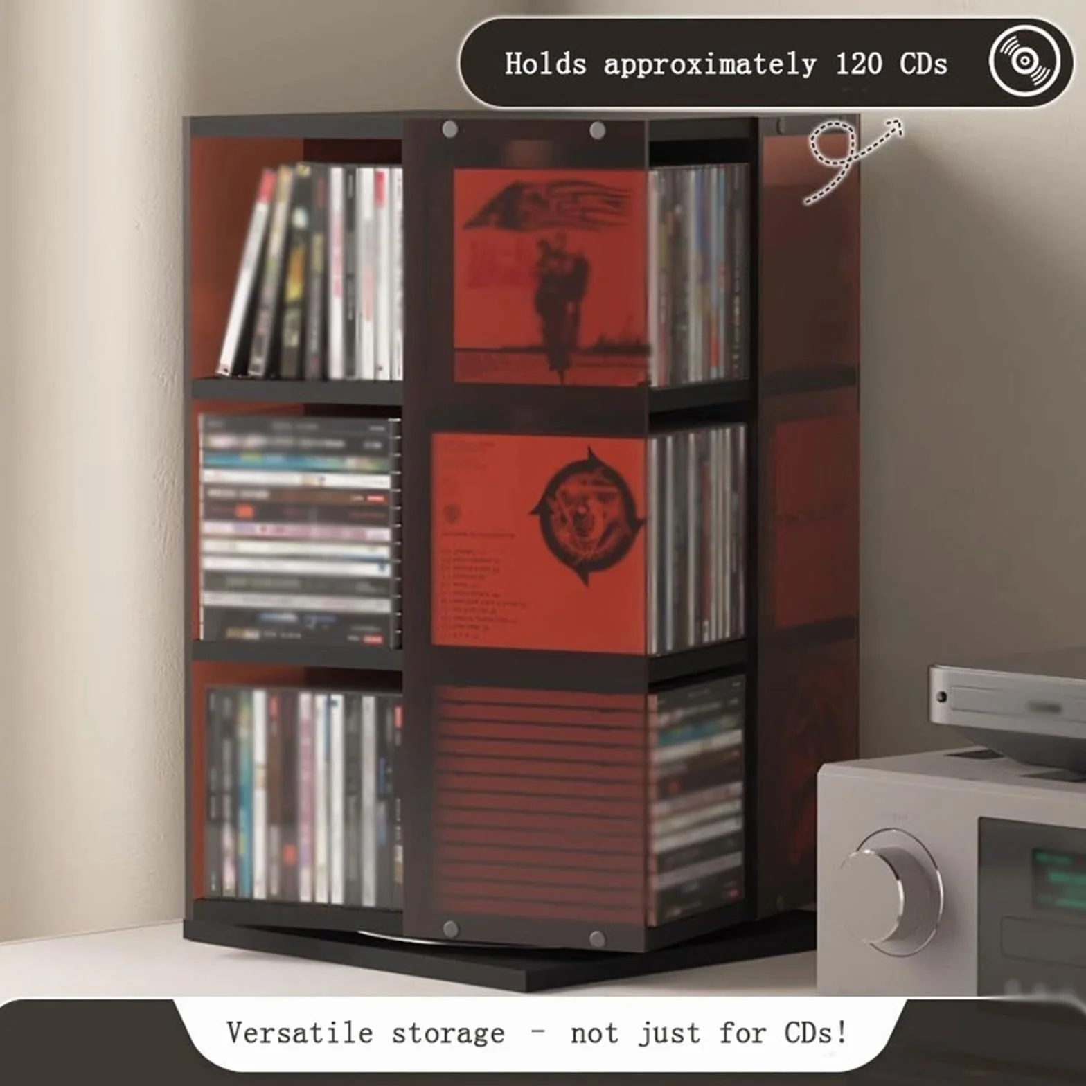Organizator półki na DVD Obrotowy stojak na płyty CD, akrylowy albumy do biura domowego Stojak do przechowywania płyt CD