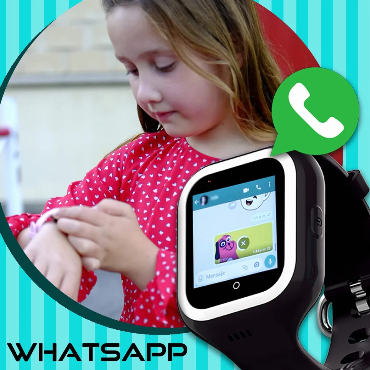 SaveFamily Iconic Plus 2. Inteligentny zegarek dla dzieci z GPS, połączeniami, rozmowami wideo, AI, SOS... Whatsapp, Spotify, miernikiem temperatury, wymiennymi paskami. (Iconic Plus, niebieski)