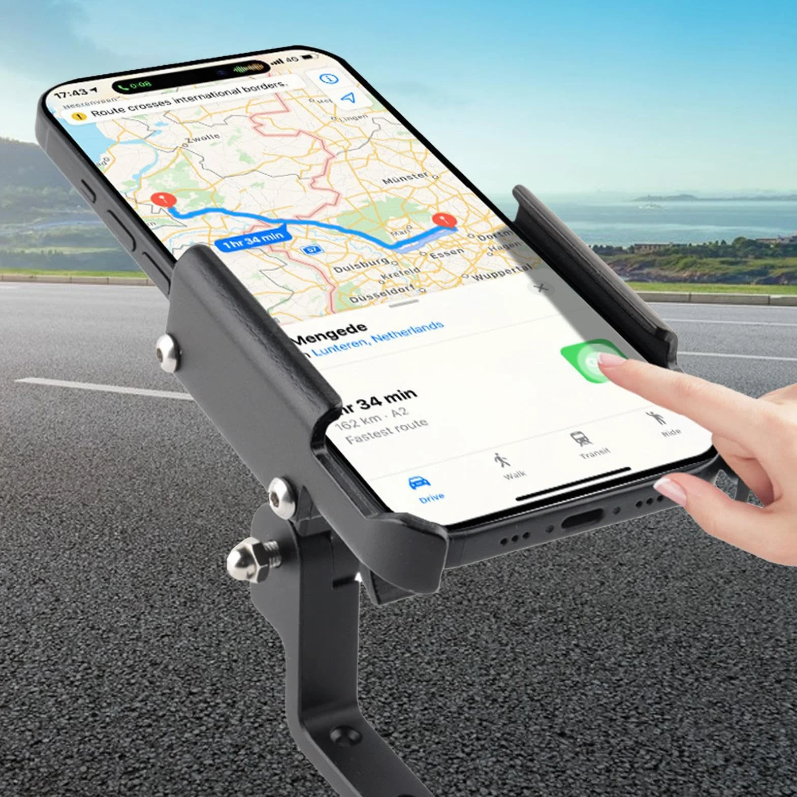 Phone Holder For Bike Obrotowy Zacisk 360 Stopni Regulowany Uchwyt z Bezpiecznym Zablokowaniem 5,8-10 cm Szerokości Smartfon