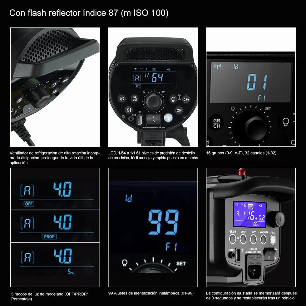 Godox DP400IIIV lampa błyskowa do studia stroboskopowego, 400 W, 5800 ± 200 K, temperatura barwowa Bowens Mount 2,4 G, bezprzewodowy system Studio Flash na wesele, portret, moda