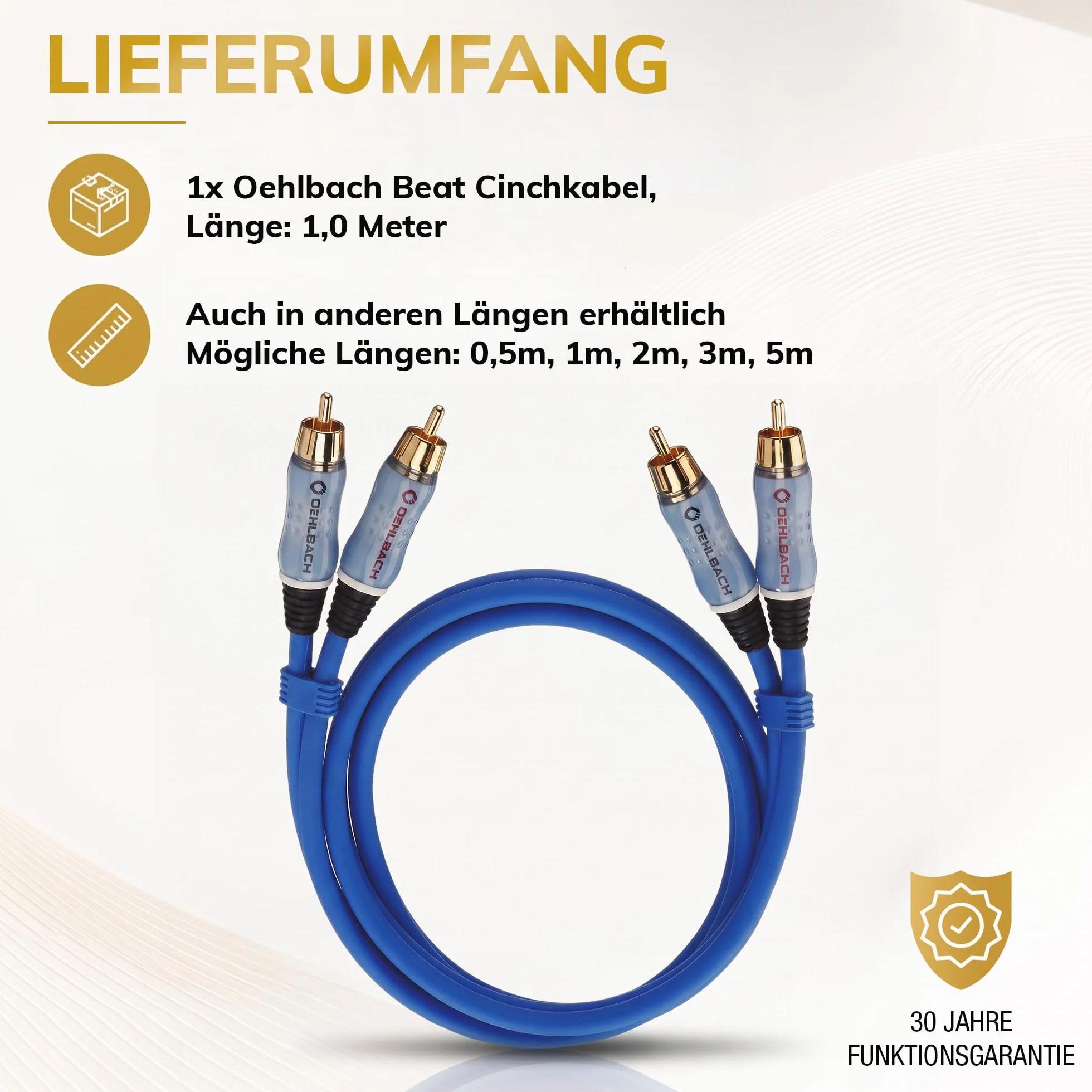 Oehlbach Beat, D1C2701 Kabel RCA Do Odtwarzacza CD i Wzmacniacza, 1 m, Niebieski