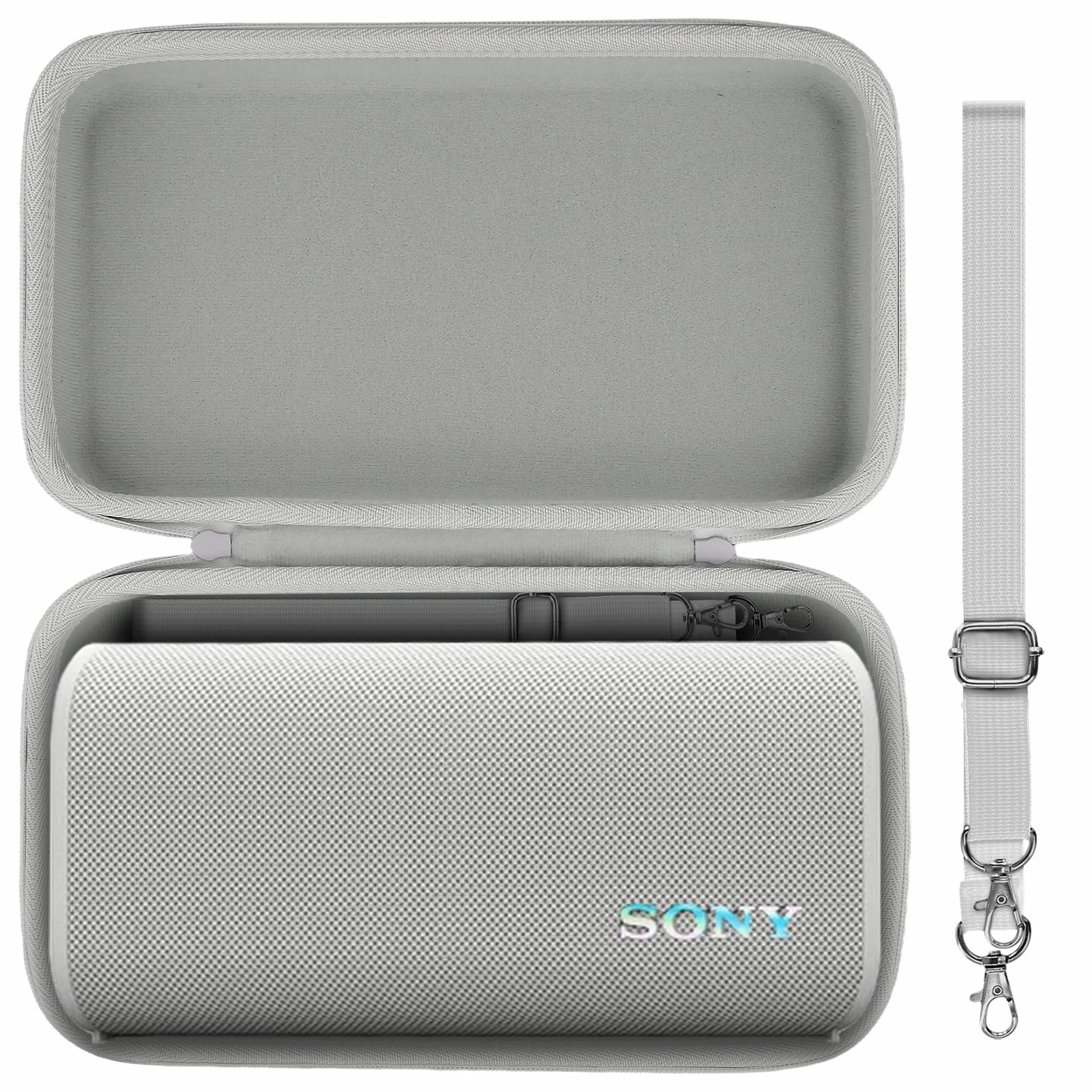 co2CREA Twarde etui do bezprzewodowego głośnika Bluetooth Sony ULT Field 3, białe | Przenośna torba podróżna z odpinanym paskiem na ramię i uchwytem, odporna na wstrząsy powłoka EVA i miękka podszewka