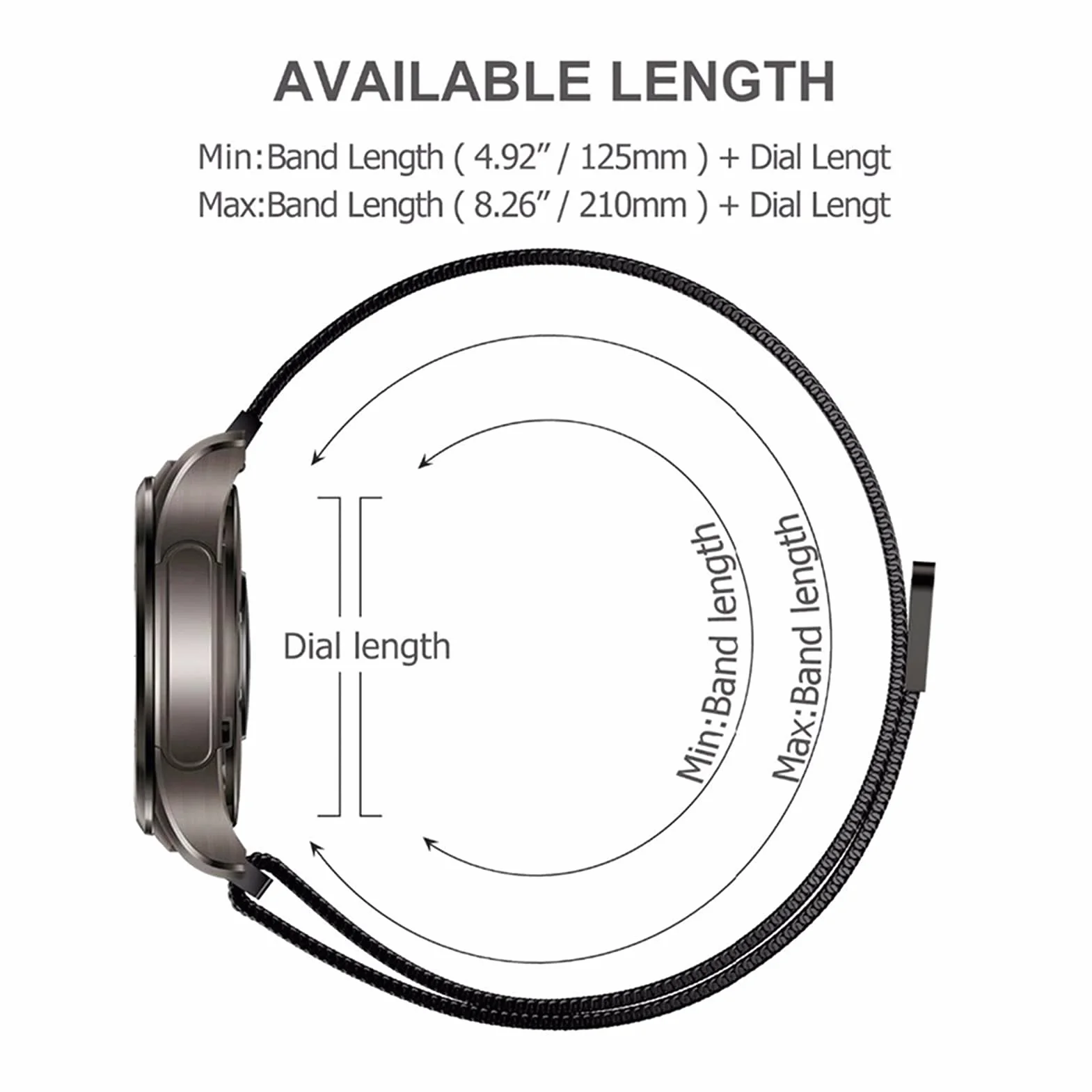 Mesh Universal Watch Bransoletka Bransoletka ze stali nierdzewnej magnetyczne blokady bezpieczeństwa, do inteligentnego zastępowania paska 12-24 mm, zastępowanie opaski zegarek