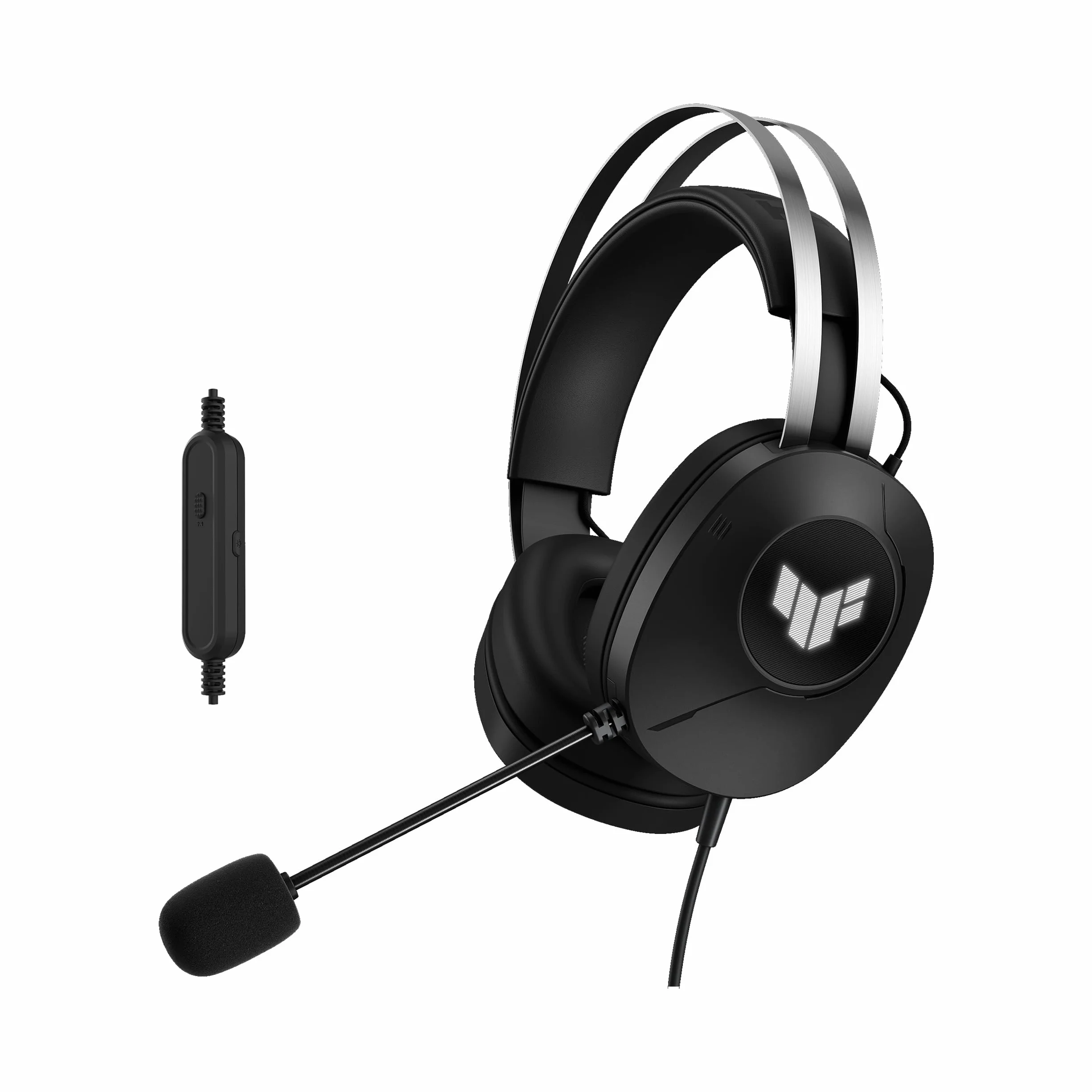 ASUS TUF H1 GEN II - Przewodowy zestaw słuchawkowy do gier, głośniki benzynowe 40 mm, wirtualny dźwięk przestrzenny 7.1, mikrofon z certyfikatem TeamSpeak, lekka konstrukcja 297 gramów