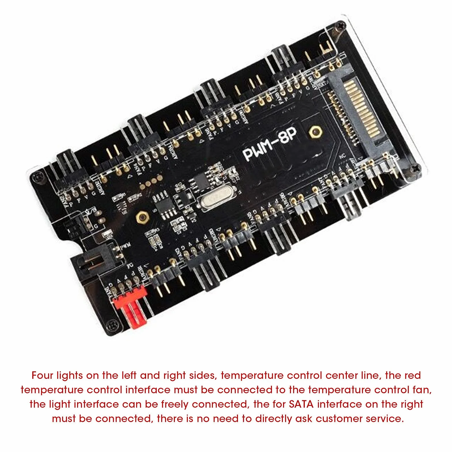 Socobeta Case Fan Hub PC Fan Controller ARGB PWM Hub 8-portowy 5V z 21-klawiszowym Pilotem do Zasilania Synchronizacja Płyty Głównej