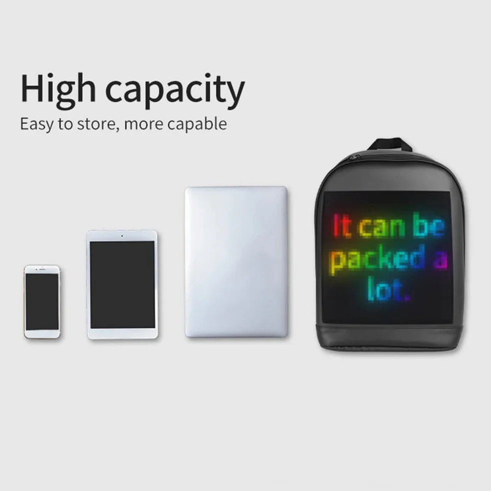 Torba Smart na Laptop z LED, Bezprzewodowa Kontrola WIFI, Kolorowy Ekran, Lekka, Reklama, Plecak BillBoard