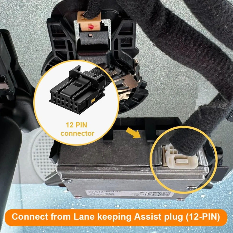Dashcam Adapter (12-Pin) Kompatybilny z Hyundai, Kia i Genesis, wyświetlacz LED Zasilanie USB, Podłącz do lusterka tylnego widzenia, wyjście 5V 12V, Łatwe w instalacji, D3-038