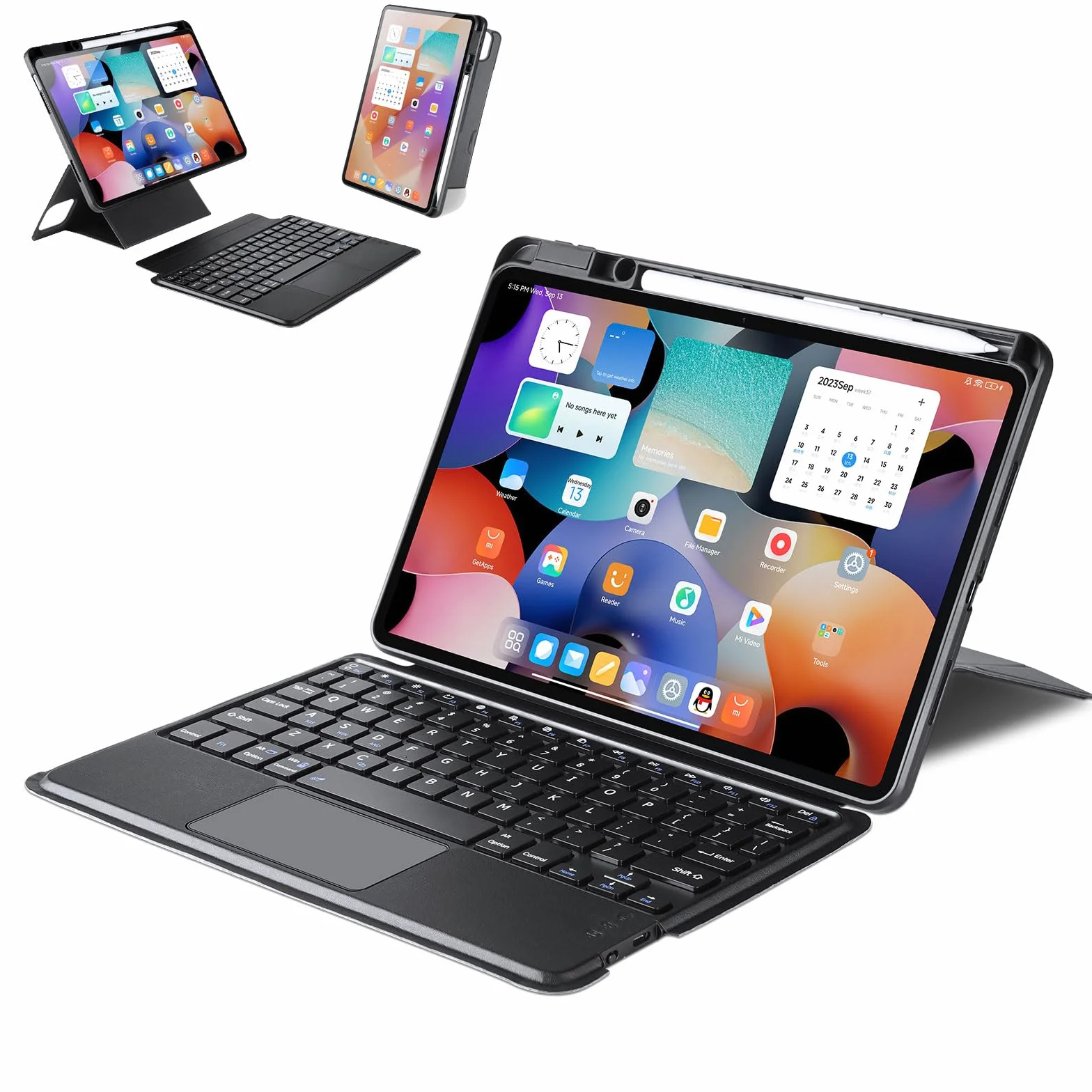 Etui na klawiaturę do Xiaomi Mi Pad 6/ Pad 6 Pro 11 cali 2023, magnetycznie odłączana bezprzewodowa klawiatura Bluetooth z gładzikiem, etui Folio z uchwytem na ołówek, regulowany stojak