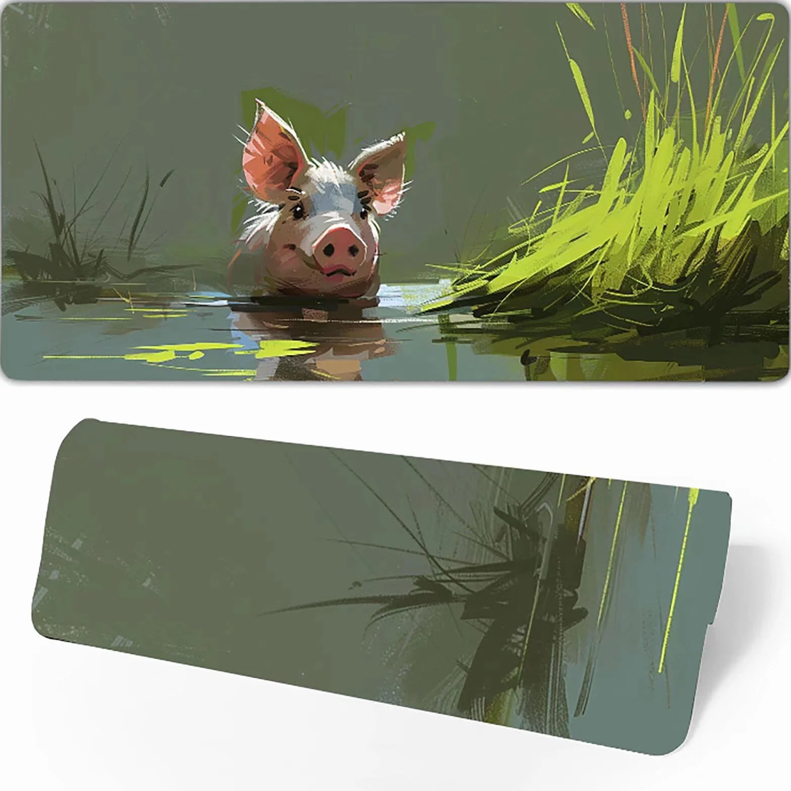 Różowa świnia podkładka pod mysz XXL 1400 x 600 x 3 mm podkładka pod mysz do gier akcesoria biurowe, zmywalna, antypoślizgowa guma, wysoka precyzja i prędkość, pod biurko ręczne dla gracza 9-7-1