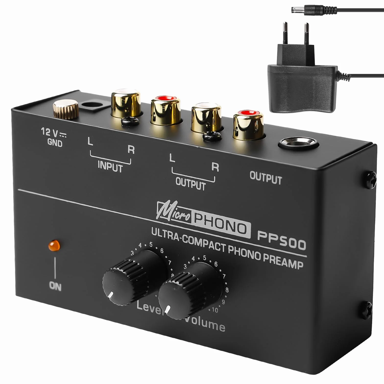 Phono przedwzmacniacz gramofonu, gramofon, czarny wzmacniacz stereo z systemami skanowania MM, Phono Preamp do gramofonu, wzmacniacz stereo z poziomem, wejście i wyjście RCA