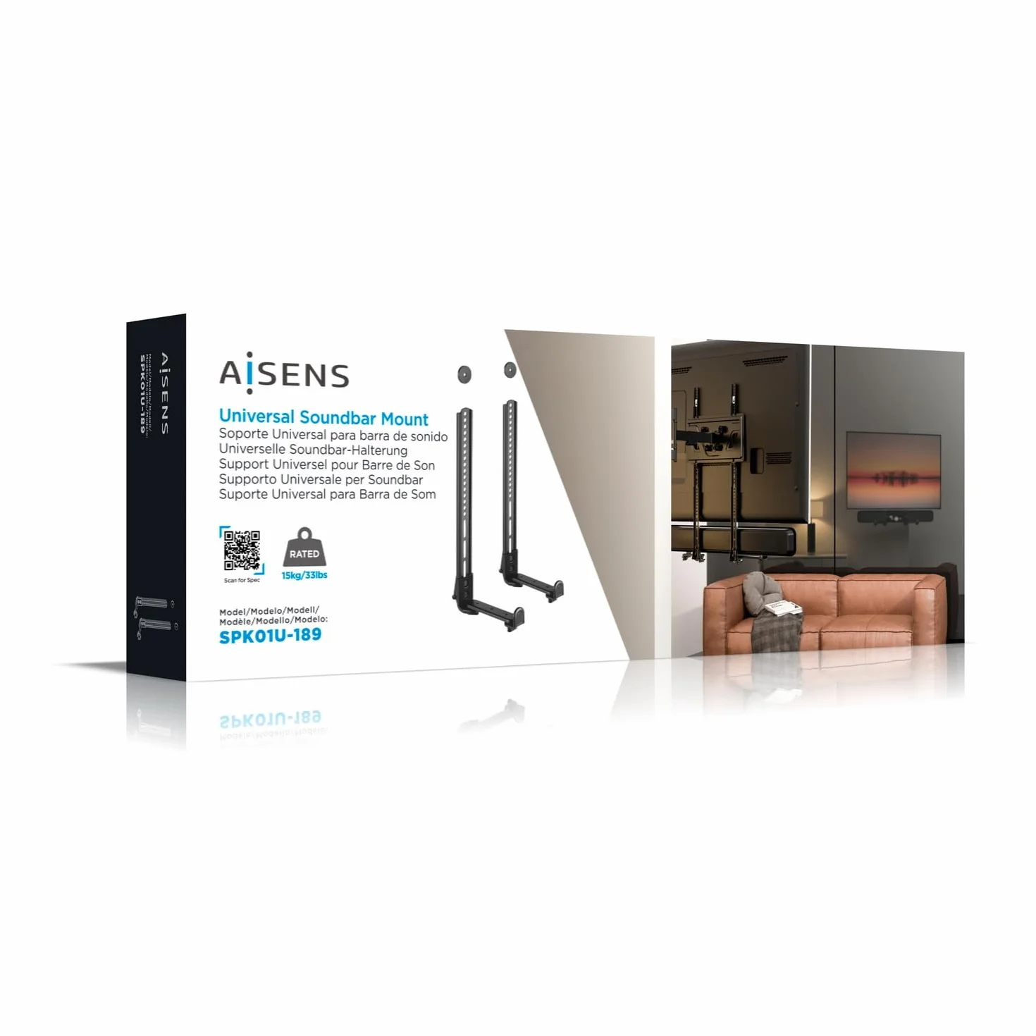 AISENS - SPK01U-189 - Uniwersalny uchwyt listwy dźwiękowej, Czarny