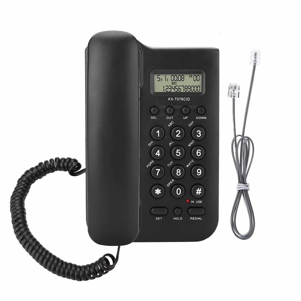 Telefon stacjonarny, telefon domowy, hotel, telefon przewodowy, biurko, ściana, biuro, telefon stacjonarny, podwójny system FSK/DTMF (czarny)