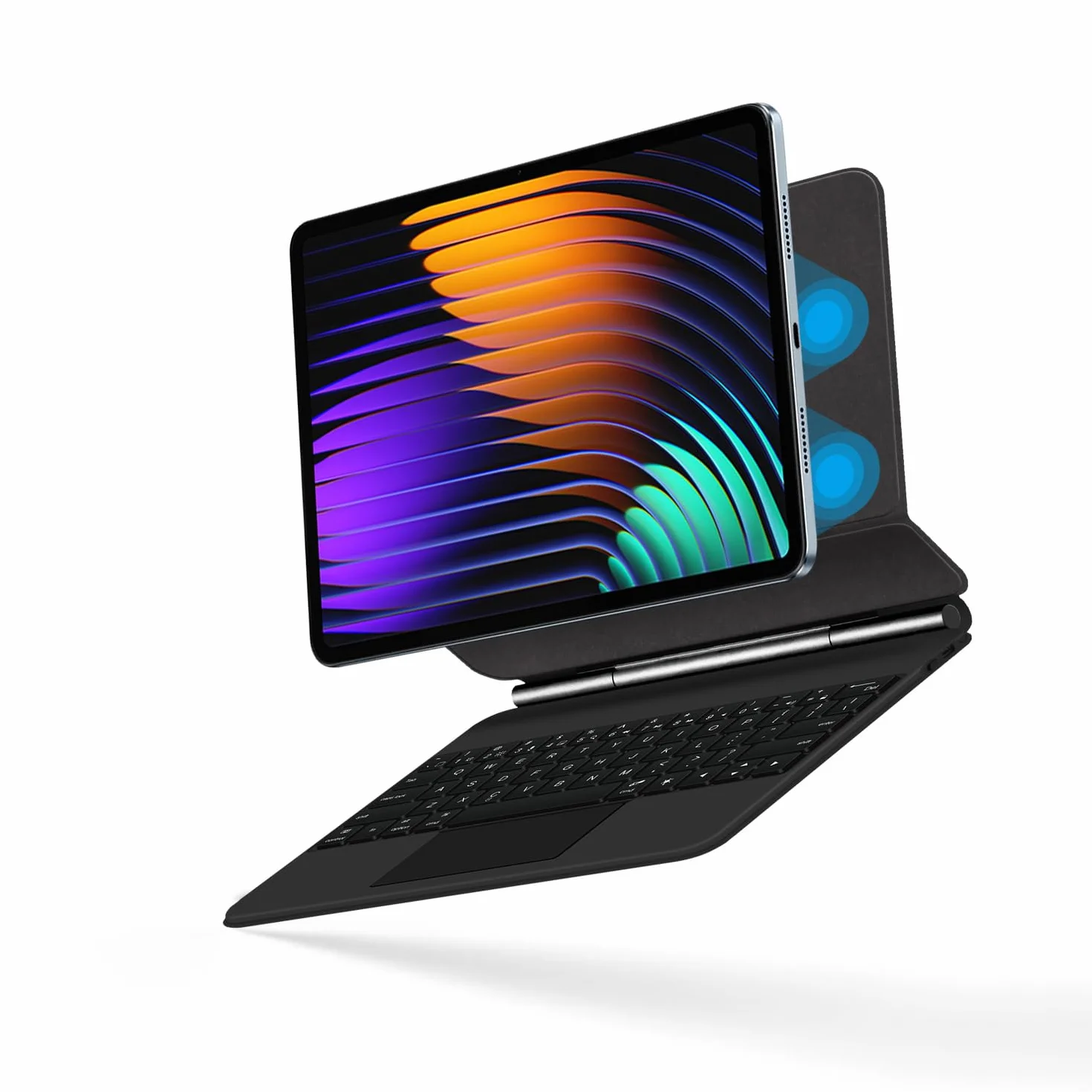 Etui z klawiaturą do Xiaomi Pad 6S Pro 12,4 cala 2024, Magnetyczna Pływająca Podstawka Wspornikowa, Ultracienkie Etui Ochronne z Podświetlaną Klawiaturą, Wielodotykowy Panel Dotykowy,Black
