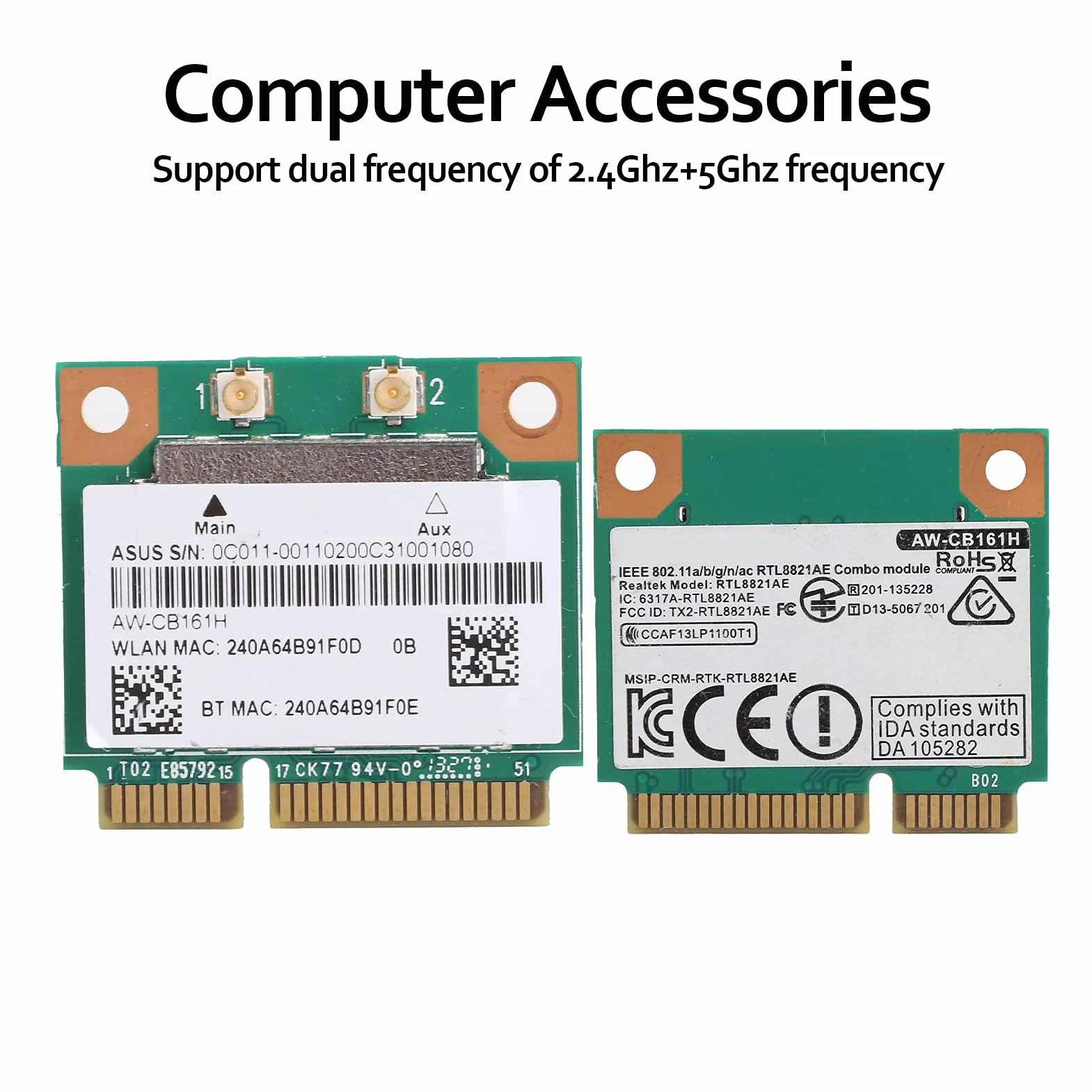 Moduł Wi-Fi, PCI-E 2,4/5,0 GHz Bluetooth 4.0 AW-CB161H 433 Mbit/s 802.11a/b/g/n/ac RTL8821AE, bezprzewodowa karta sieciowa do większości Loptop