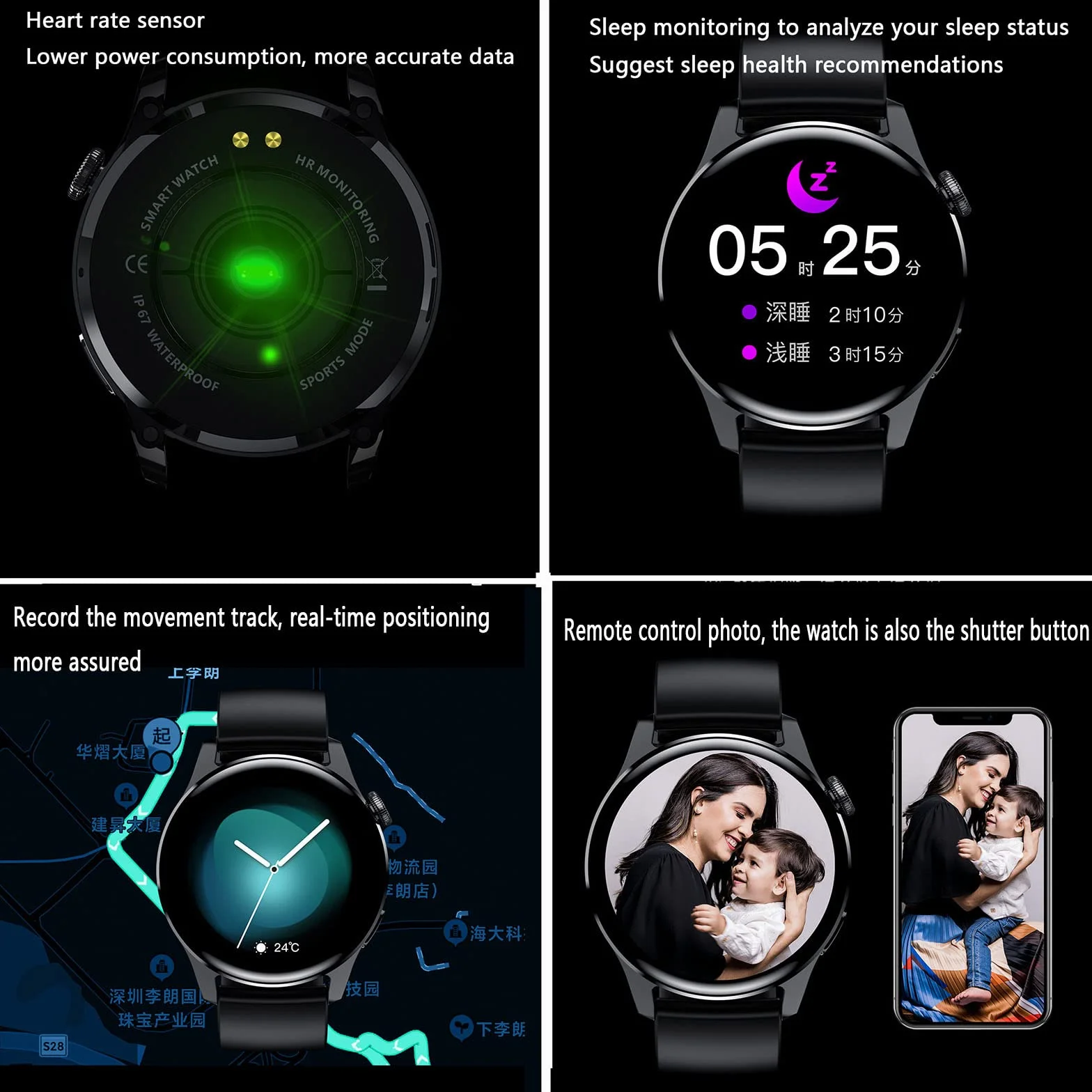 Android Smart Watch dla mężczyzn inteligentne zegarki dla kobiet smartwatch z funkcją połączenia i tekstem opaska na nadgarstek Bluetooth rozmowa muzyka robienie zdjęć liczenie kroków, Czarny A