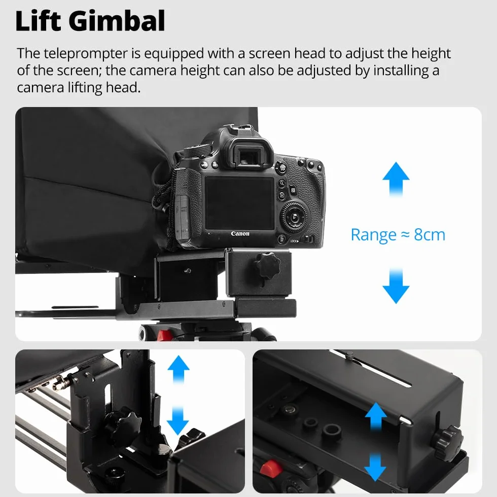 Ambitful T14Pro Teleprompter 35.6 cm do aparatu, iPada tabletu z systemem Android, smartfona, sterowanie aplikacją/bez montażu, kompatybilny z iOS Android, do technik online, wywiadów, vloggera