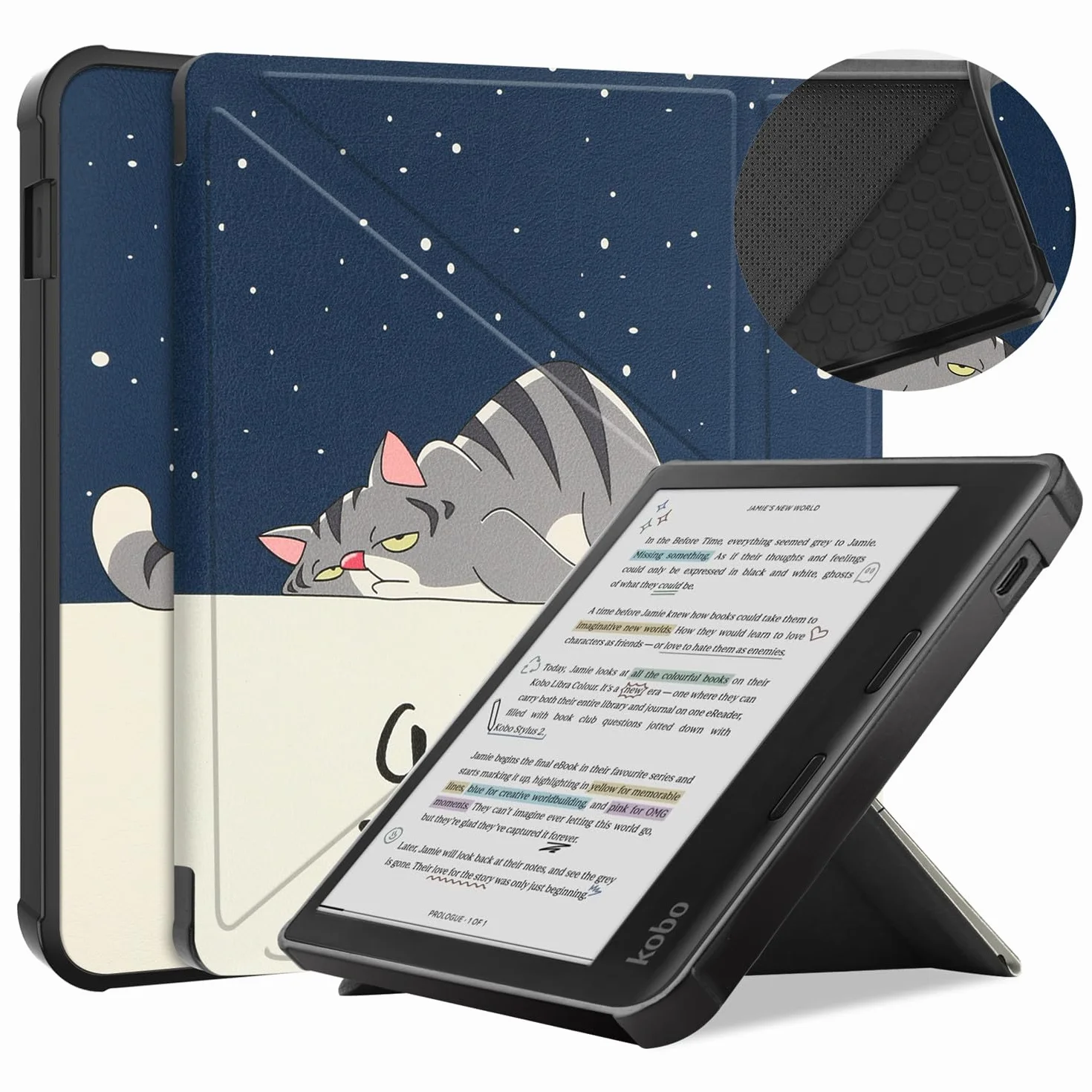 Etui KOBO Libra Colour 7" czytnik e-booków, odporne na wstrząsy, składana podstawka, ochronna obudowa
