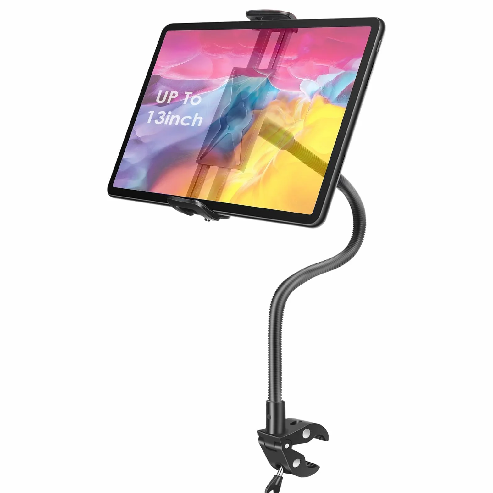 EEEKit Uchwyt na tablet rowerowy, uchwyt rowerowy na telefon z łabędzią szyjką obracającą się o 360° dla 4-13" na telefon tablet