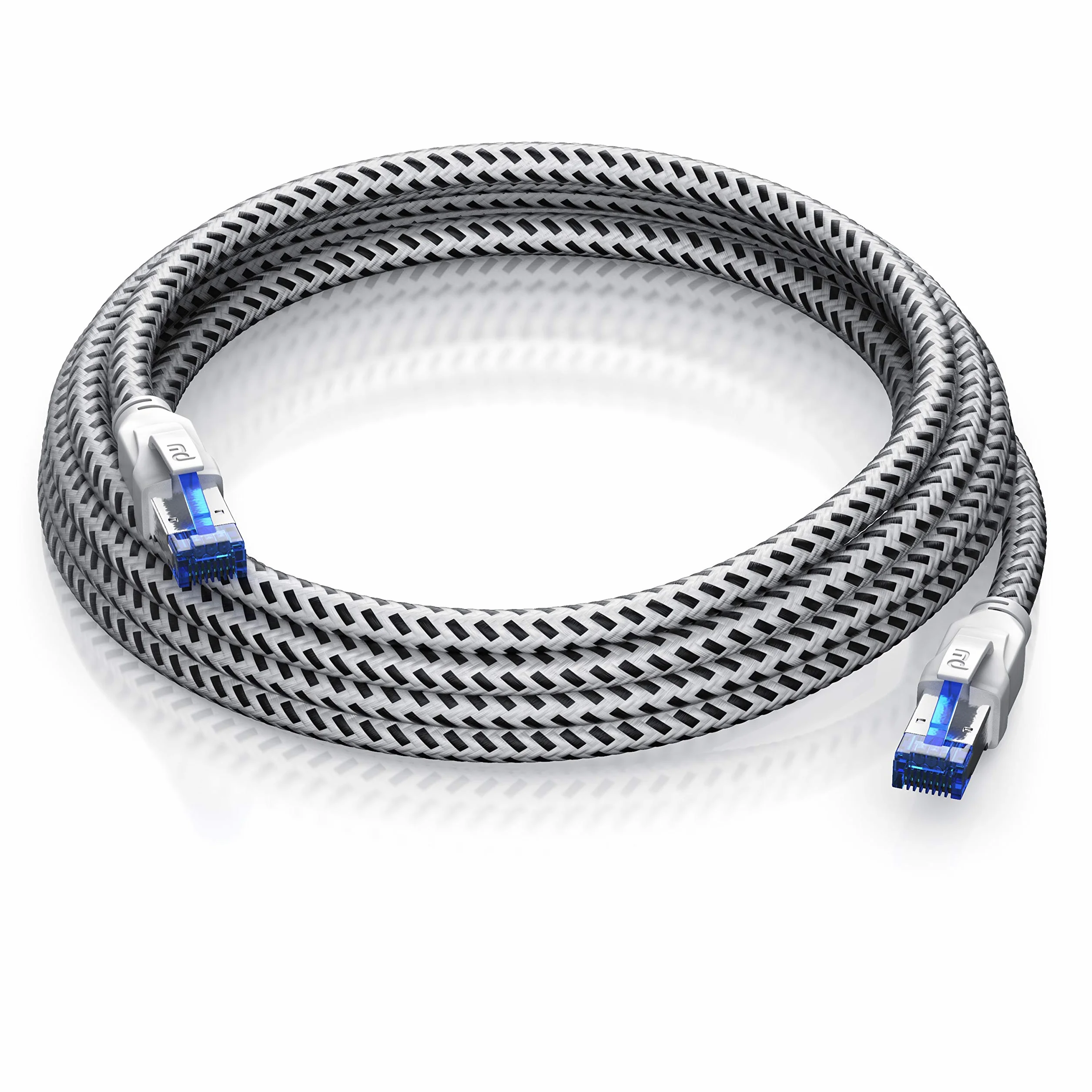 CSL kabel sieciowy CAT 8 - LAN kabel krosowy - płaszcz bawełniany - CAT8.1 High Speed Gigabit Ethernet Cable - 40 Gbits - S/FTP PIMF - wtyczka RJ45 - Cat6 Cat7 Cat8 komp - 3 metry - biały