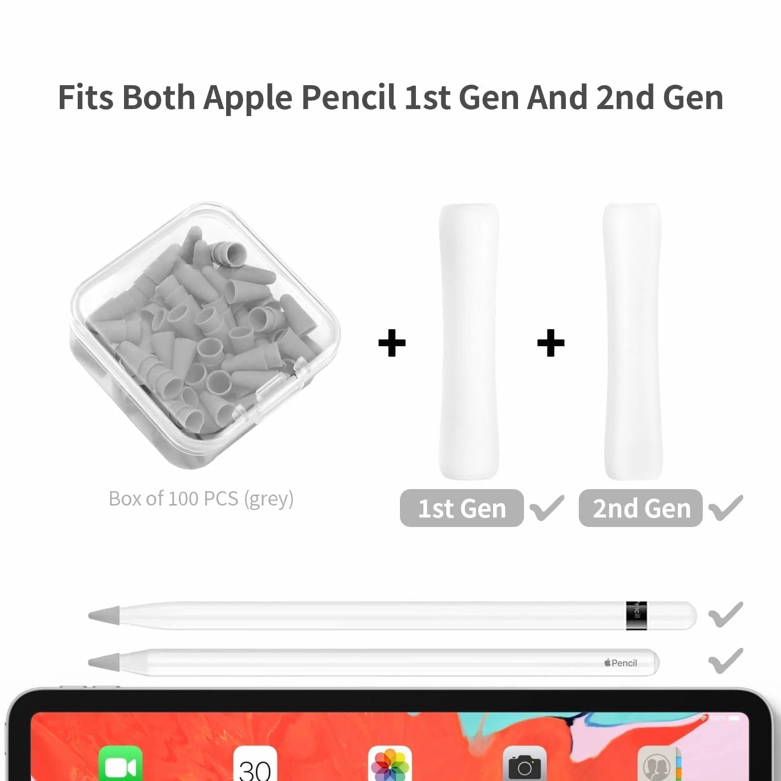 Apple Pencil 1/2/Pro/USB-C silikonowe etui na wkłady 100 sztuk antypoślizgowe osłony końcówek