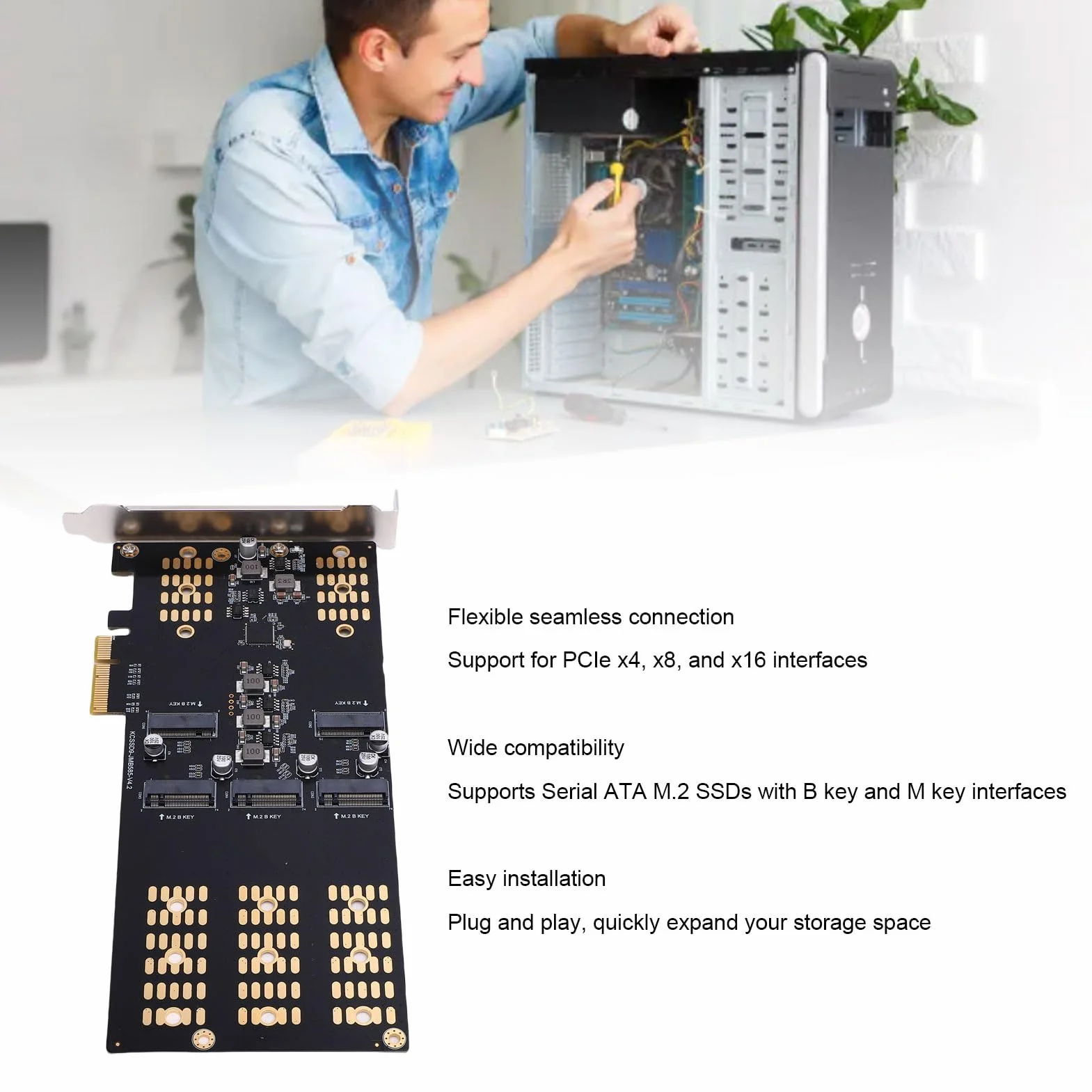 Cuifati M.2 PCIE do M.2 Serial ATA Ssd Adapter, 5 Szczeliny M.2 PCIE Karta Ekspansji, PCIE i Szeregowe Protokoły ATA, M. 2 PCIE do M. 2 Adapter Ssd, dla 2 280 2 260 2 24 2 2 2