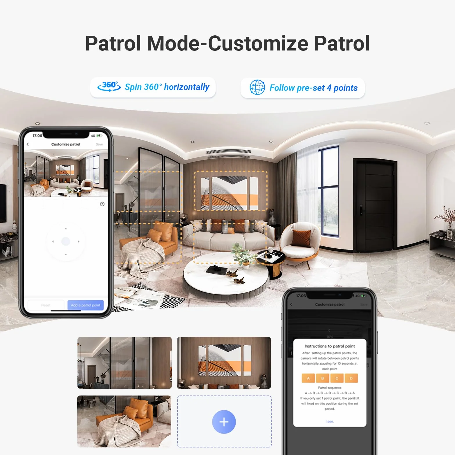 EZVIZ C7 Wewnętrzna Kamera Monitorująca WiFi 360° z Podwójnym Obiektywem 4MP+4MP, Automatyczne Śledzenie, Wykrywanie Osób/Zwierząt, Dwukierunkowy Dźwięk, Widzenie Nocne 10m, Tryb Patrolu/Prywatność