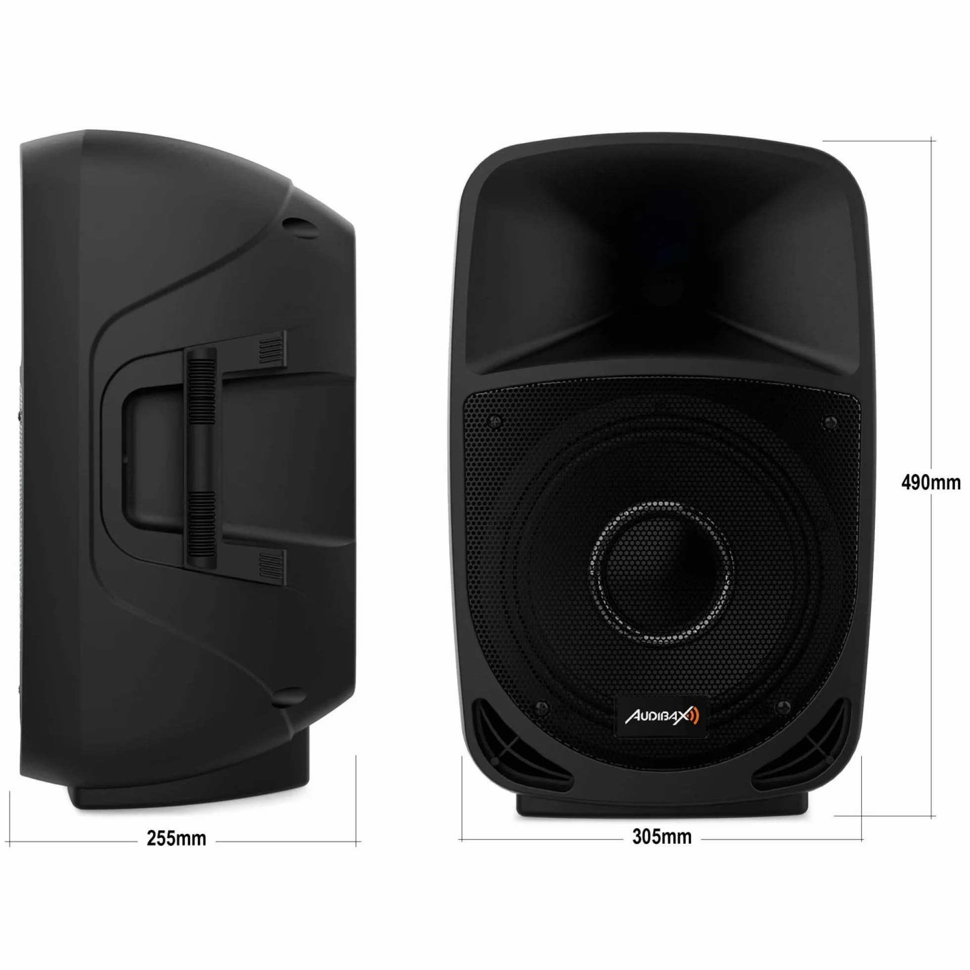 Audibax | VEGAS 10-częściowy głośnik - 10 cali profesjonalny głośnik - 2 możliwości - głośnik Bluetooth z USB/SD - końcówka 250 W - radio FM, kolor czarny - wymiary 300 x 295 x 550 mm