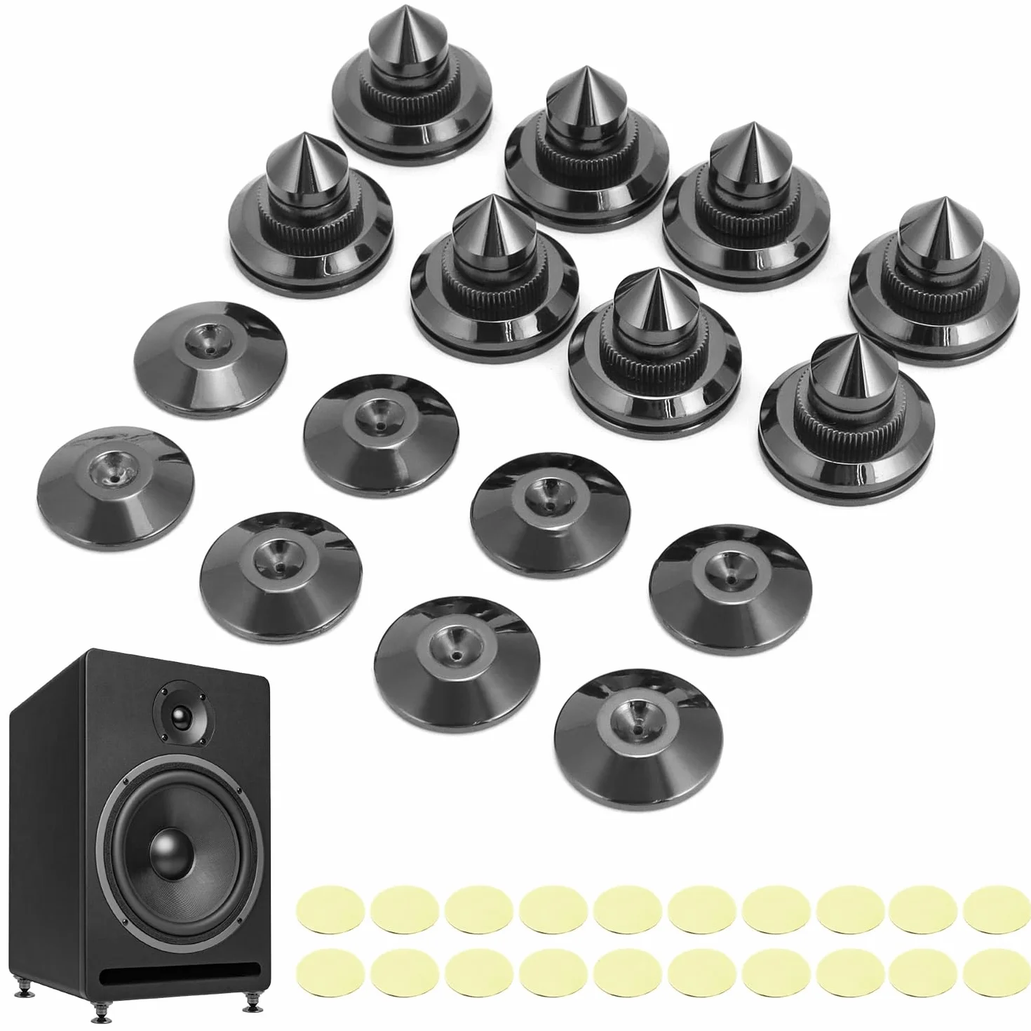 QWORK 8 sztuk kolców głośnikowych pozłacany mosiężny stojak głośnikowy odporny na wstrząsy HiFi