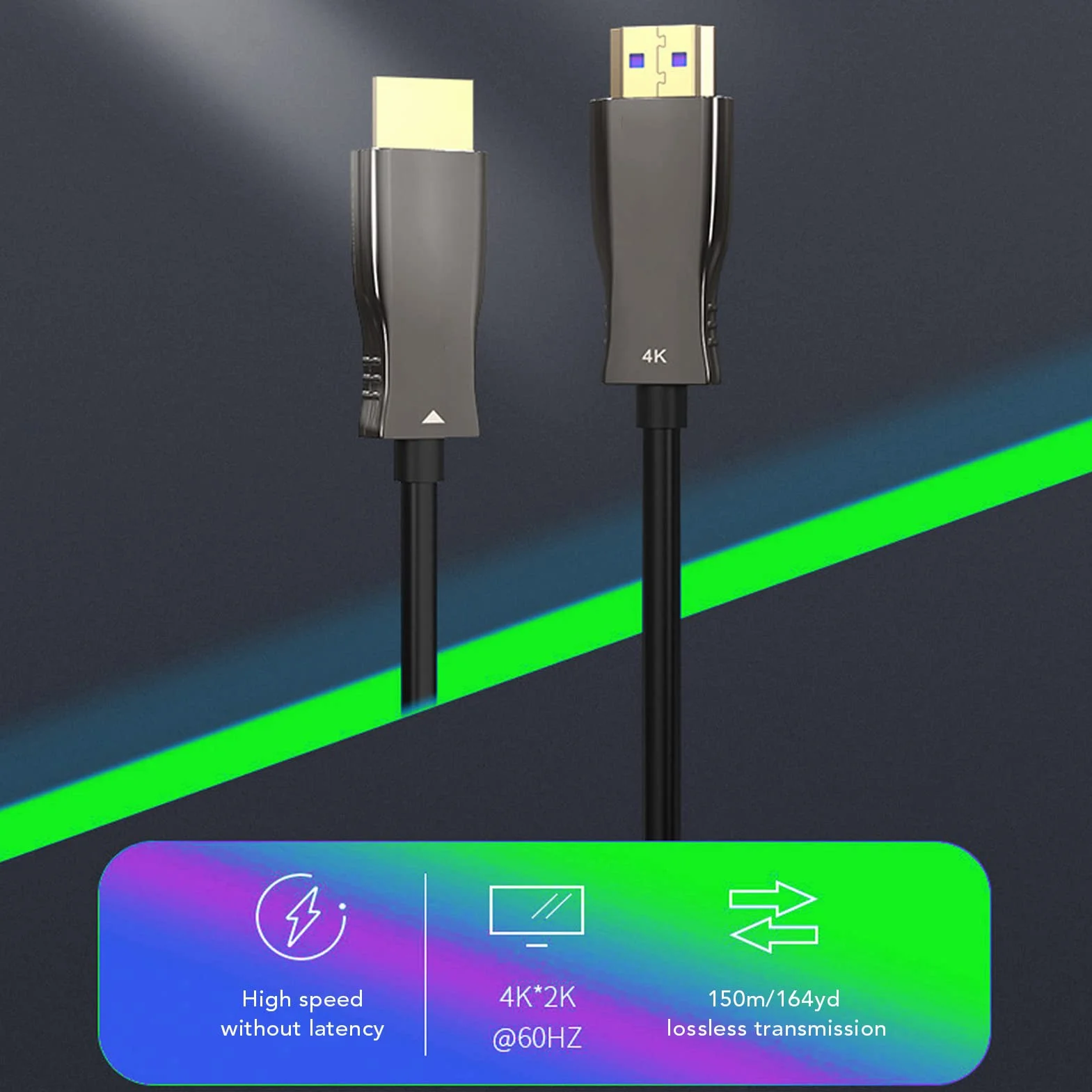 Qcwwy Kabel Interfejsu Multimedialnego 4K HD 2.1, Duża prędkość 18 Gb/s, Kabel Optyczny do Kontrolerów Gier, do Projektora (25 m / 82 stopy)