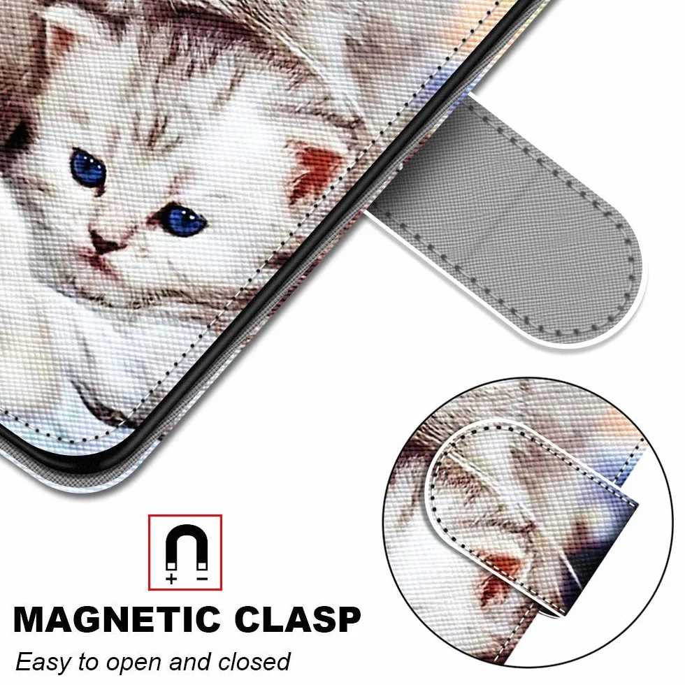 Etui do Google Pixel 7A, skórzane etui z klapką z wewnętrzną obudową TPU magnetyczny stojak z klapką kompatybilne z Google 7A - Kot 2