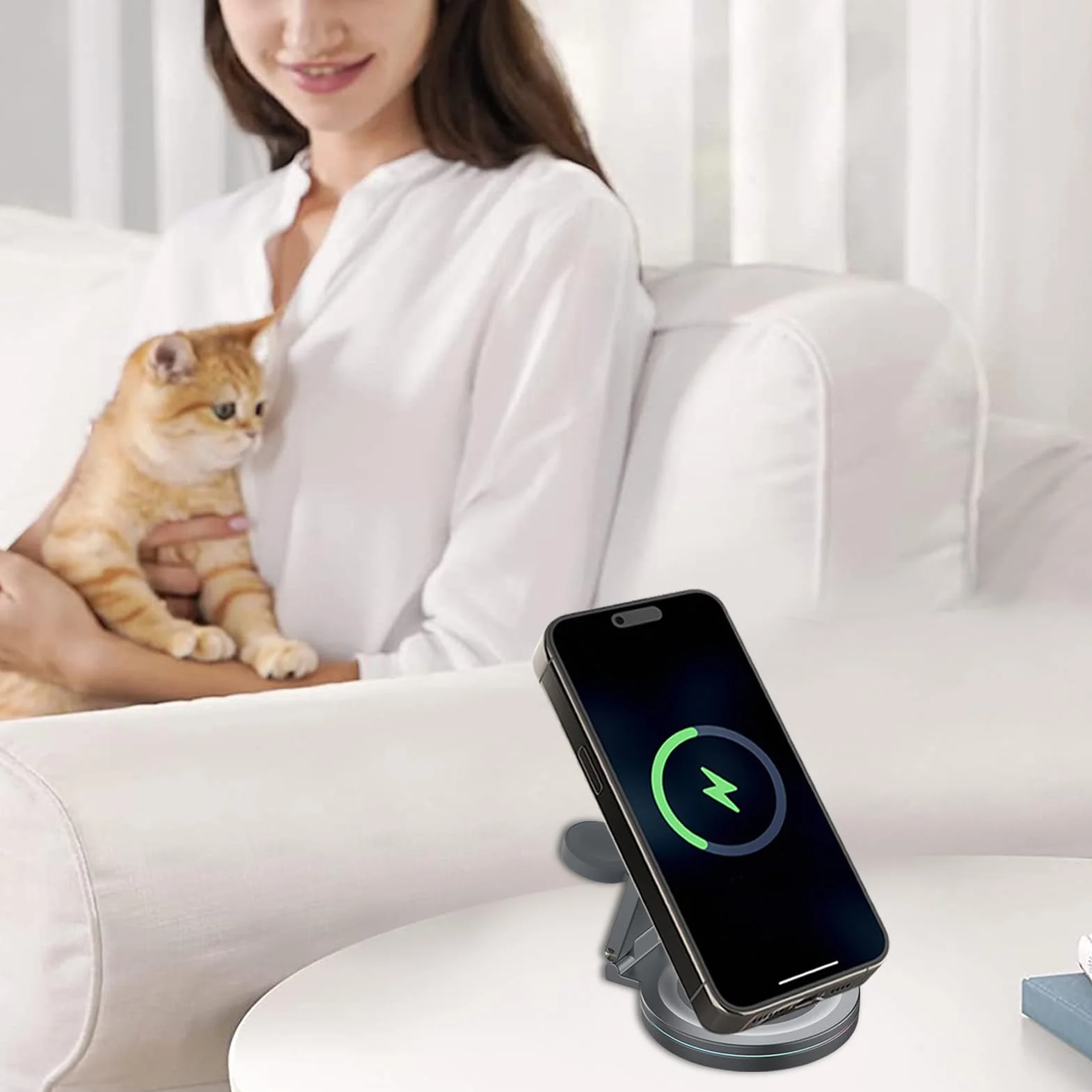 Stacja ładowania telefonu, stacja ładowania telefonu Magnetyczny uchwyt na | Stacja ładująca Obrotowa konstrukcja o 360° Magnetyczny uchwyt