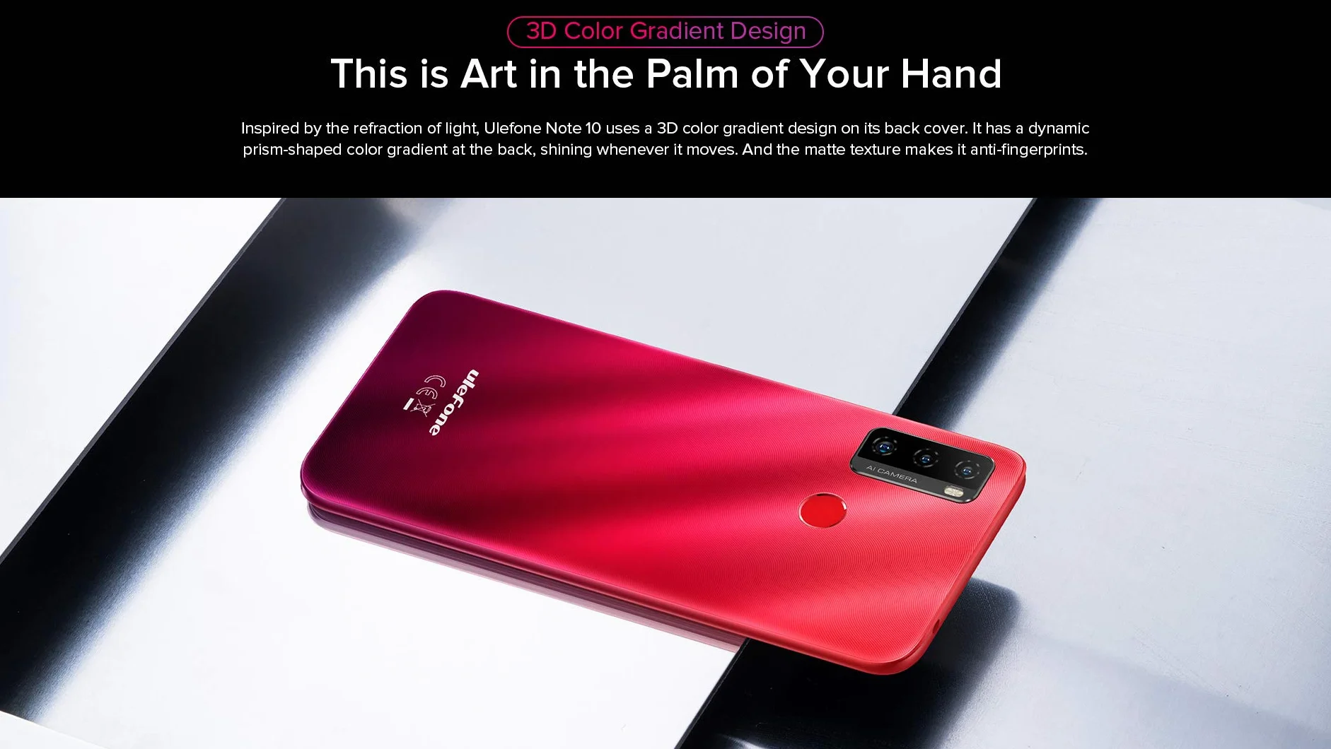Ulefone Smartfon z systemem Android 11 bez umowy, Note 10, telefon komórkowy, Dual-SIM + dedykowany SD, akumulator 5500 mAh (ładowanie OTG), 32 GB ROM, ekran kropli wody 6,52", odcisk palca +