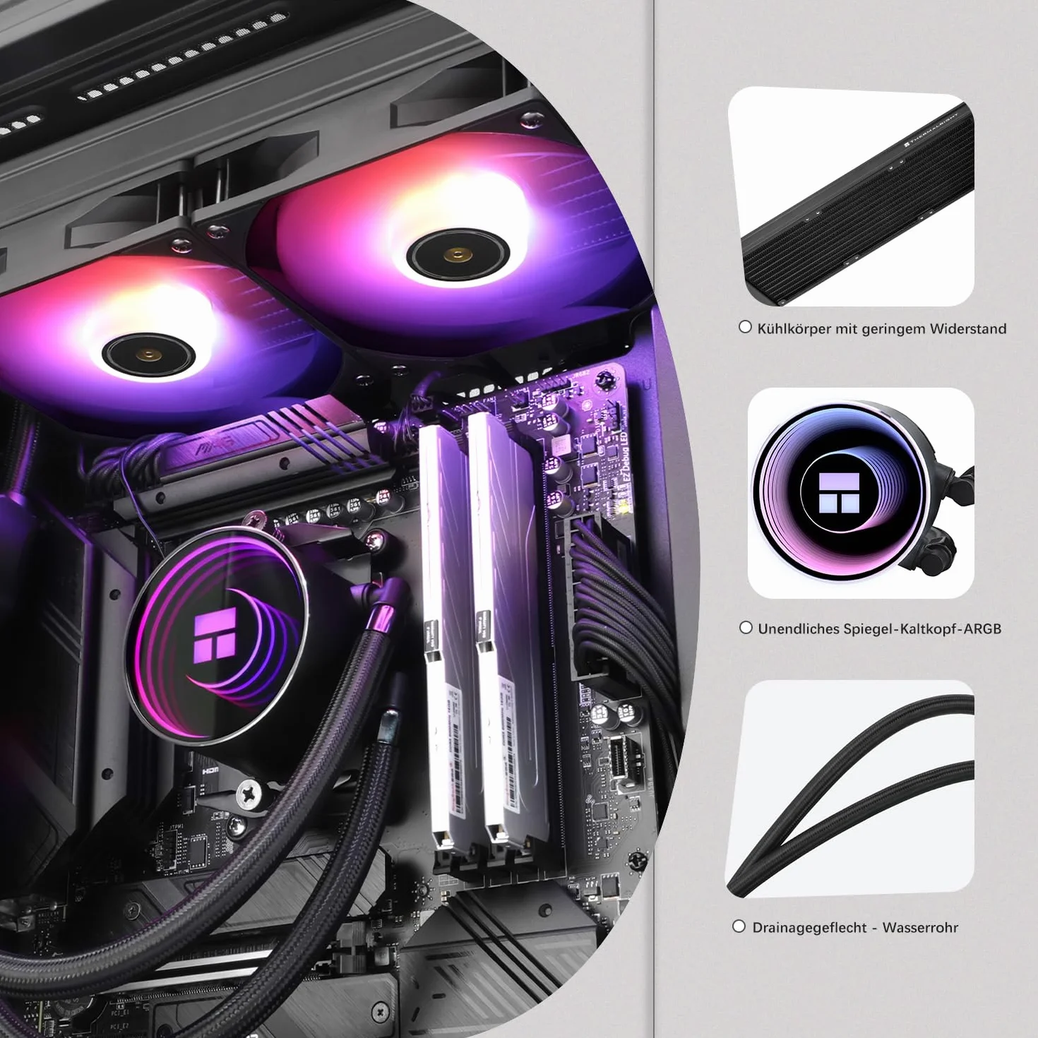 TR-Thermalright Frozen Notte 360 Black ARGB V2, chłodzenie cieczą CPU, efekt nieskończonego lustra, 360 mm AIO, 3 wentylatory PWM 2000 obr./min, dla AM4/AM5, Intel LGA1851/1700/115x/1200/2011 (czarne)