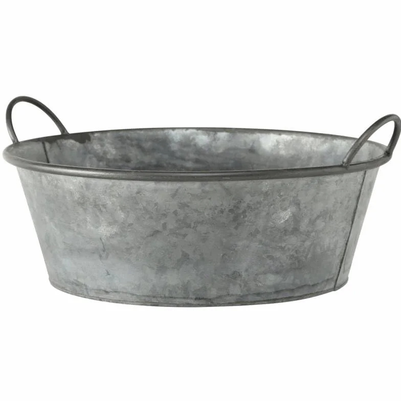 The Time Heritage Metal Basin Efekt cynku taca na rośliny Jacksona z okrągłym uchwytem Gm 19x42x47,5cm