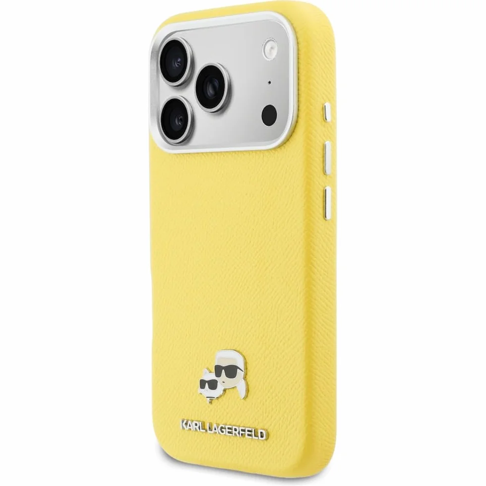 CG MOBILE Karl Lagerfeld Karl & Choupette Saffiano kompatybilne z MagSafe etui do iPhone 17 Pro (żółte)