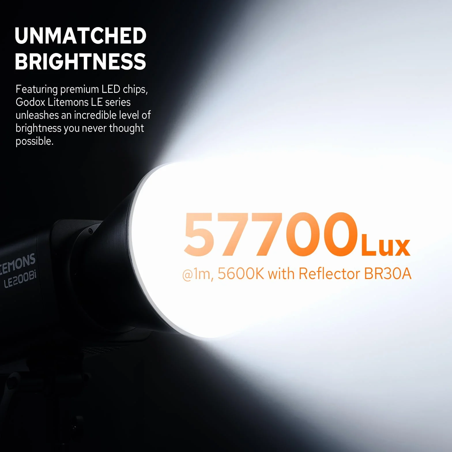 Godox LE200Bi 220 W Bi-Color LED Video Light, 2800 K ~ 6500 K, CRI 98, 57700 Lux/1 m, źródło światła ciągłego LED z uchwytem Bowens, przenośne studio LED do fotografii i streamingu na żywo