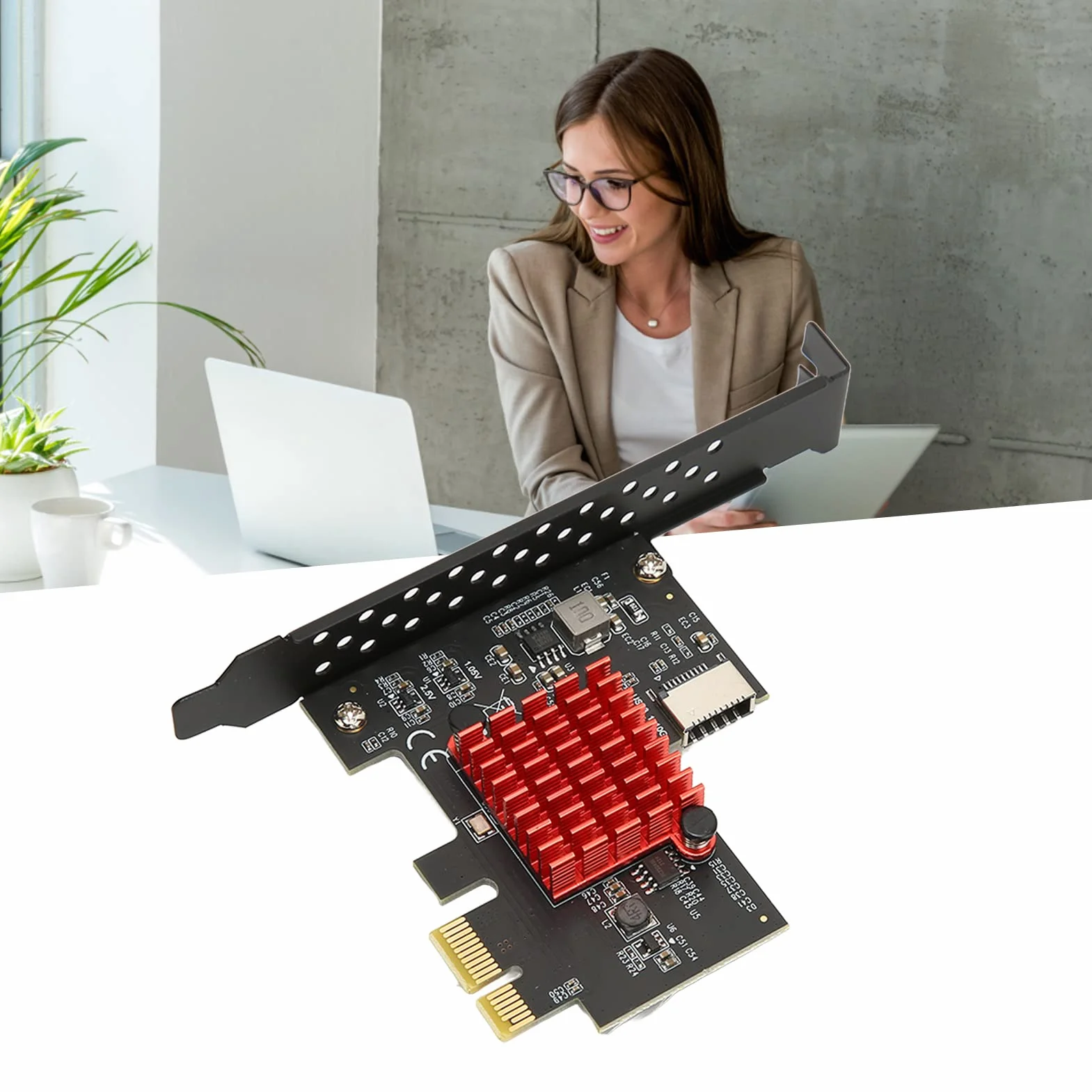 USB3.2 GEN2 Przednia Karta rozszerzeń TYPE E, Obsługa 10 Gb/s KLUCZ A TYP E Karta rozszerzeń Interfejsu PCIE 3.0 2X, dla dla Plug and Play, Nie Wymaga Sterownika