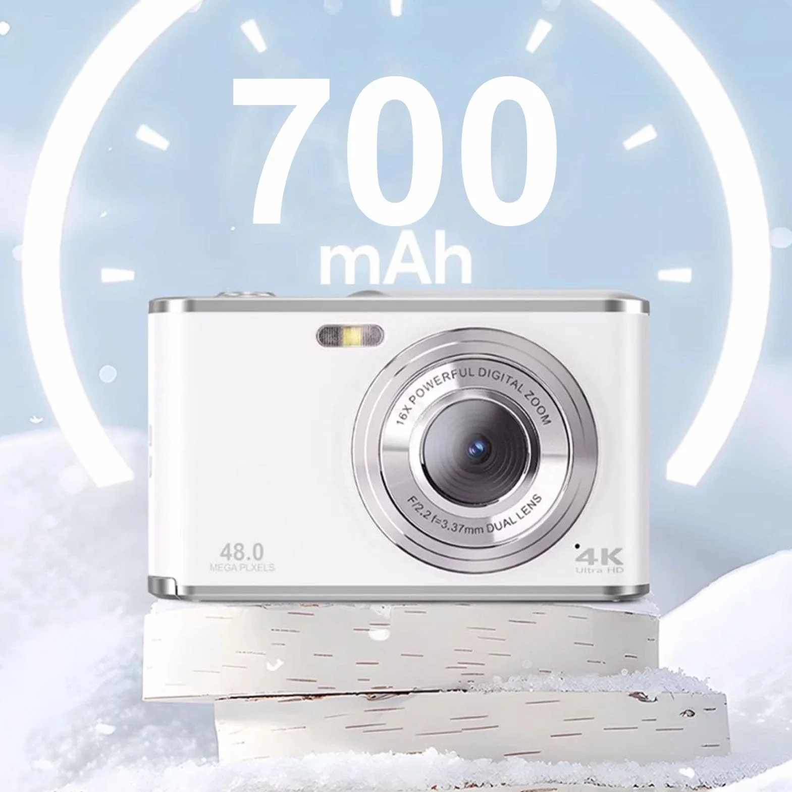 Aparat Cyfrowy 48 MP do Robienia zdjęć i Filmów, Kamera 4K do Vlogowania 16-krotny Zoom Cyfrowy 2,8-calowy Ekran IPS z Autofokusem Aparat do Selfie dla Dzieci, Podwójny Aparat z