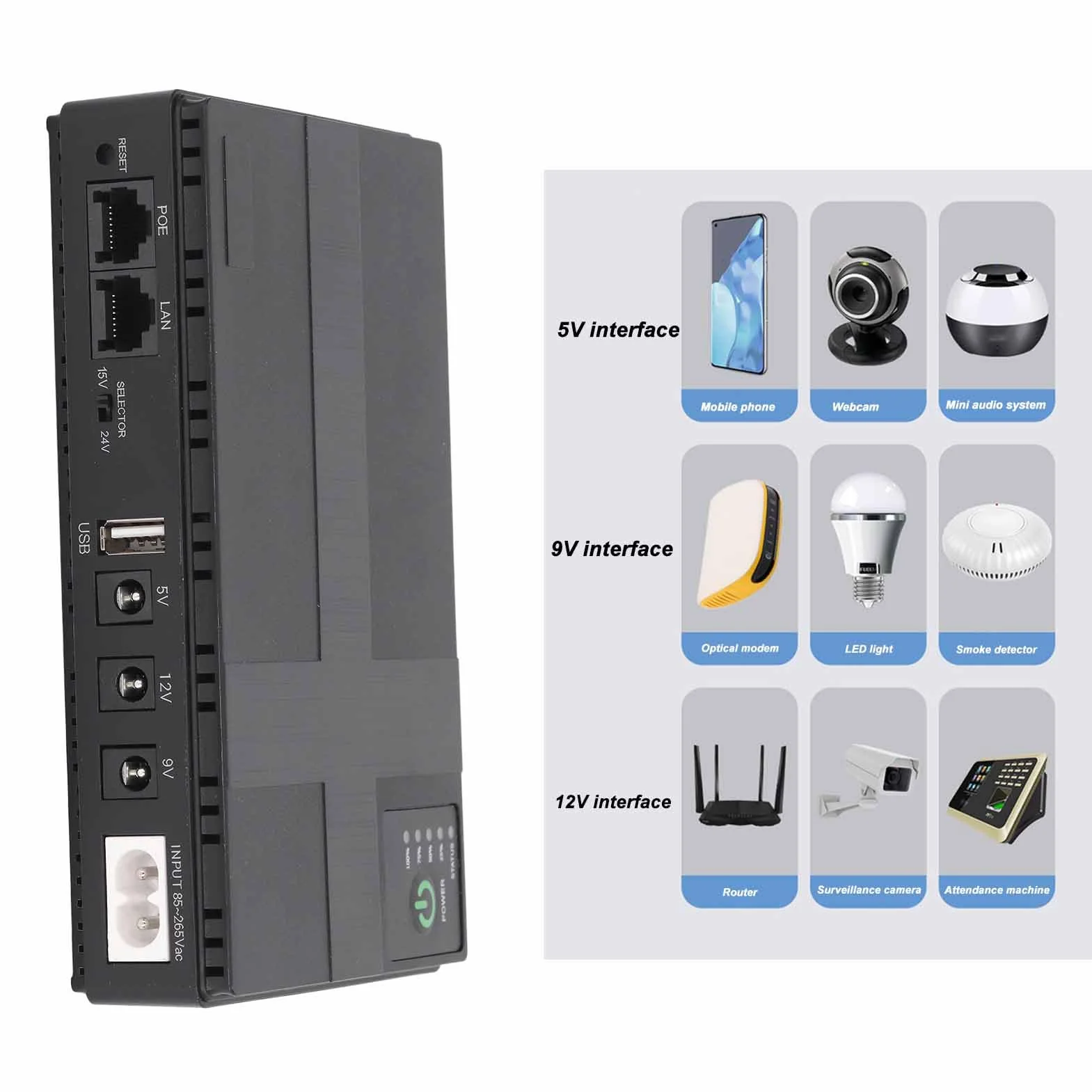 Zasilanie Akumulatorowe Mini UPS, Zasilacz Awaryjny Mini UPS 10400 MAh z Wejściem DC/wyjście USB 5 V DC 5V/9V/12V 2A Akumulator Zapasowy do Routera, Modemu, Kamery Bezpieczeństwa