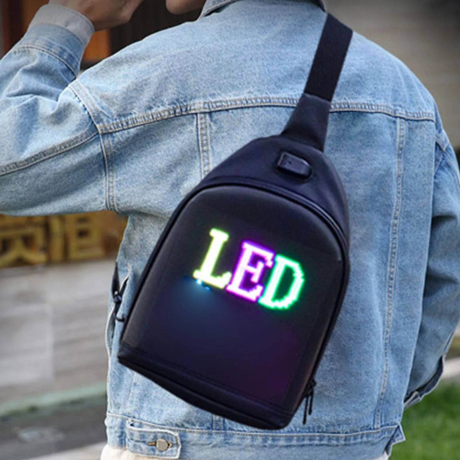 LED Sling Backpack Programmable Pełny Kolor Ekranowy Wyświetlacz Woda Water Reklama na Zewnątrz Podróż dla Mężczyzn Kobiety