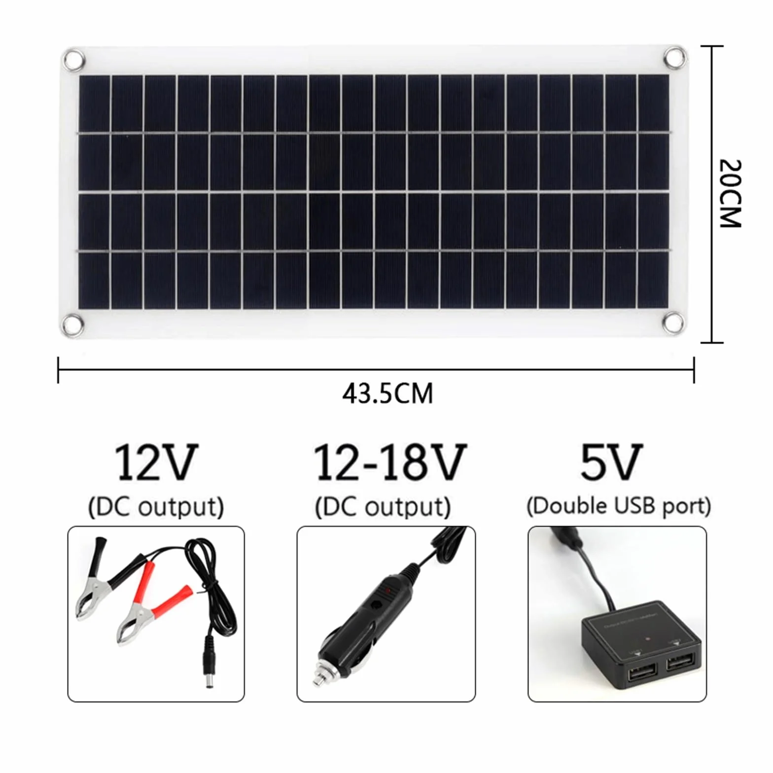 łAdowarka Z Panelem SłOnecznym 100W zestaw paneli słonecznych podwójny 12V USB z kontrolerem 30A/60A ogniwa słoneczne poli ogniwa słoneczne do samochodu jacht RV ładowarka(2B+30A controller)